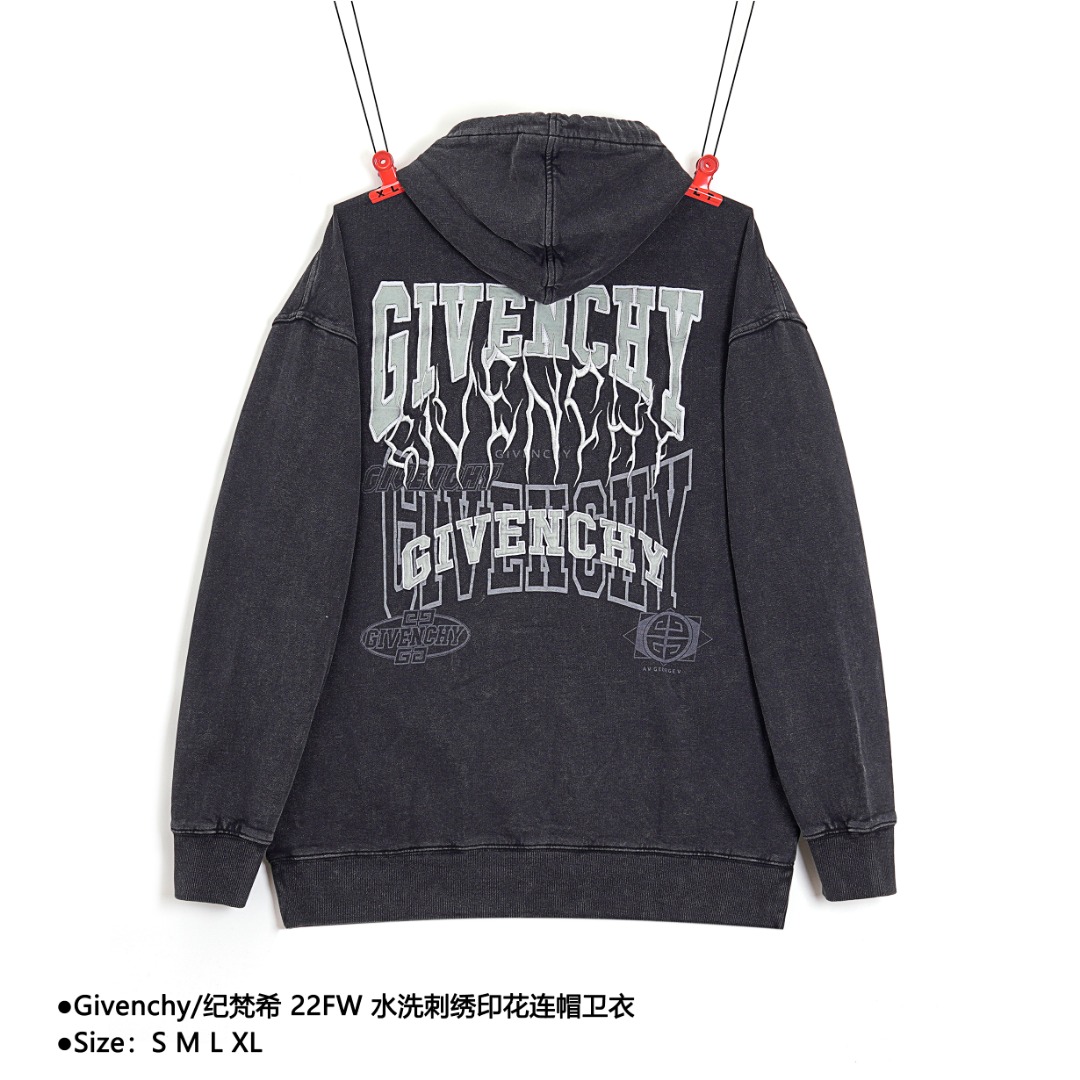 340 Givenchy/纪梵希 22FW 水洗刺绣印花连帽卫衣