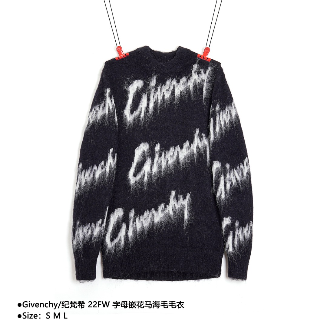 300 Givenchy/纪梵希 22FW 字母嵌花马海毛毛衣