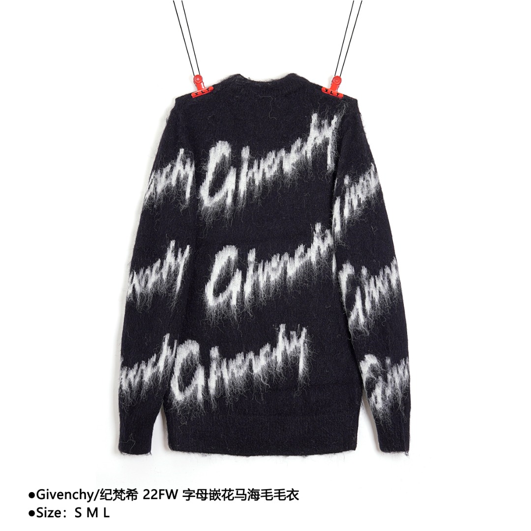 300 Givenchy/纪梵希 22FW 字母嵌花马海毛毛衣