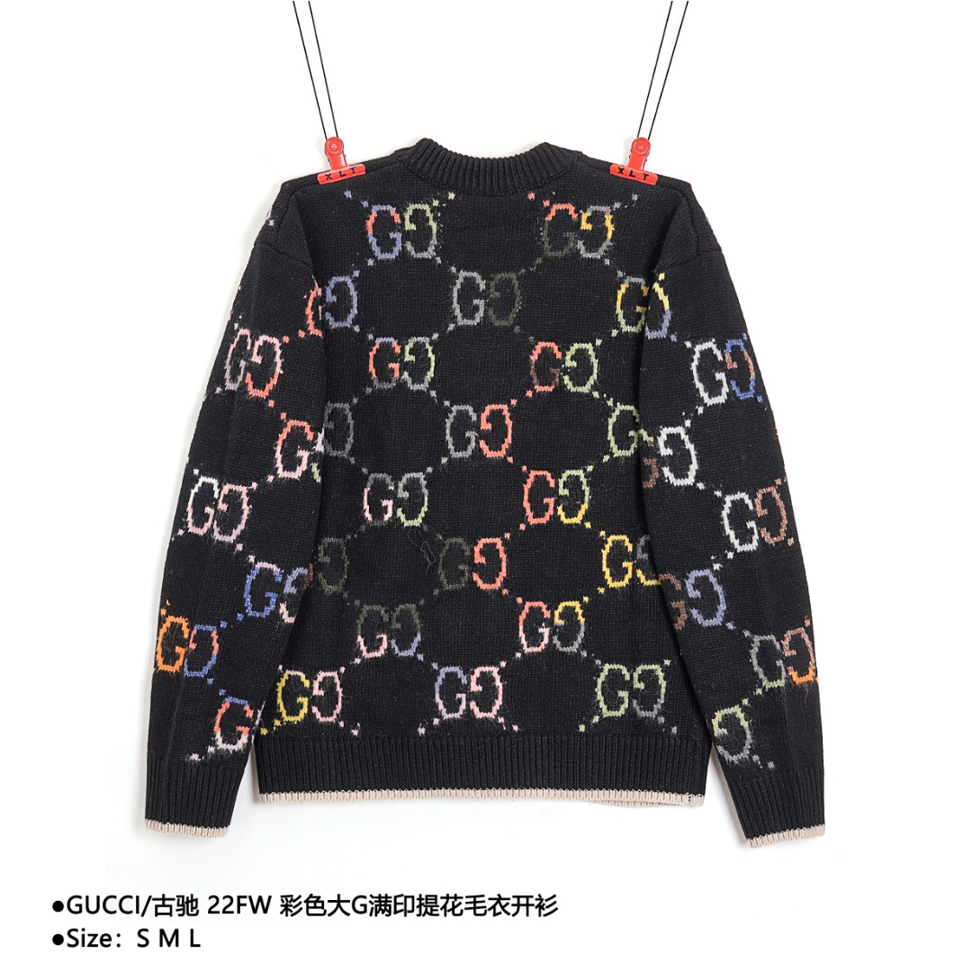 400 GUCCI/古驰 22FW 彩色大G满印提花毛衣开衫