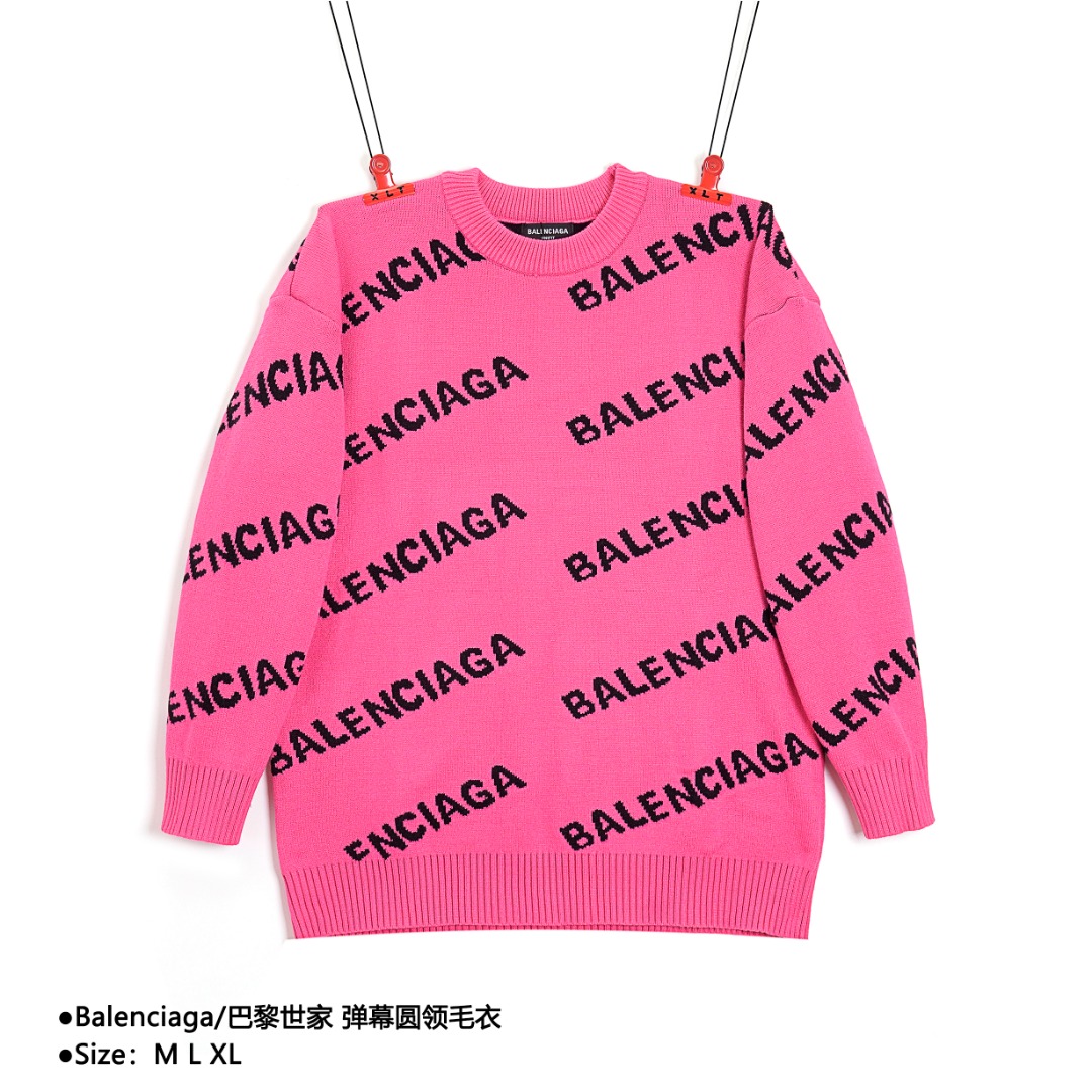 260 Balenciaga/巴黎世家 弹幕圆领毛衣