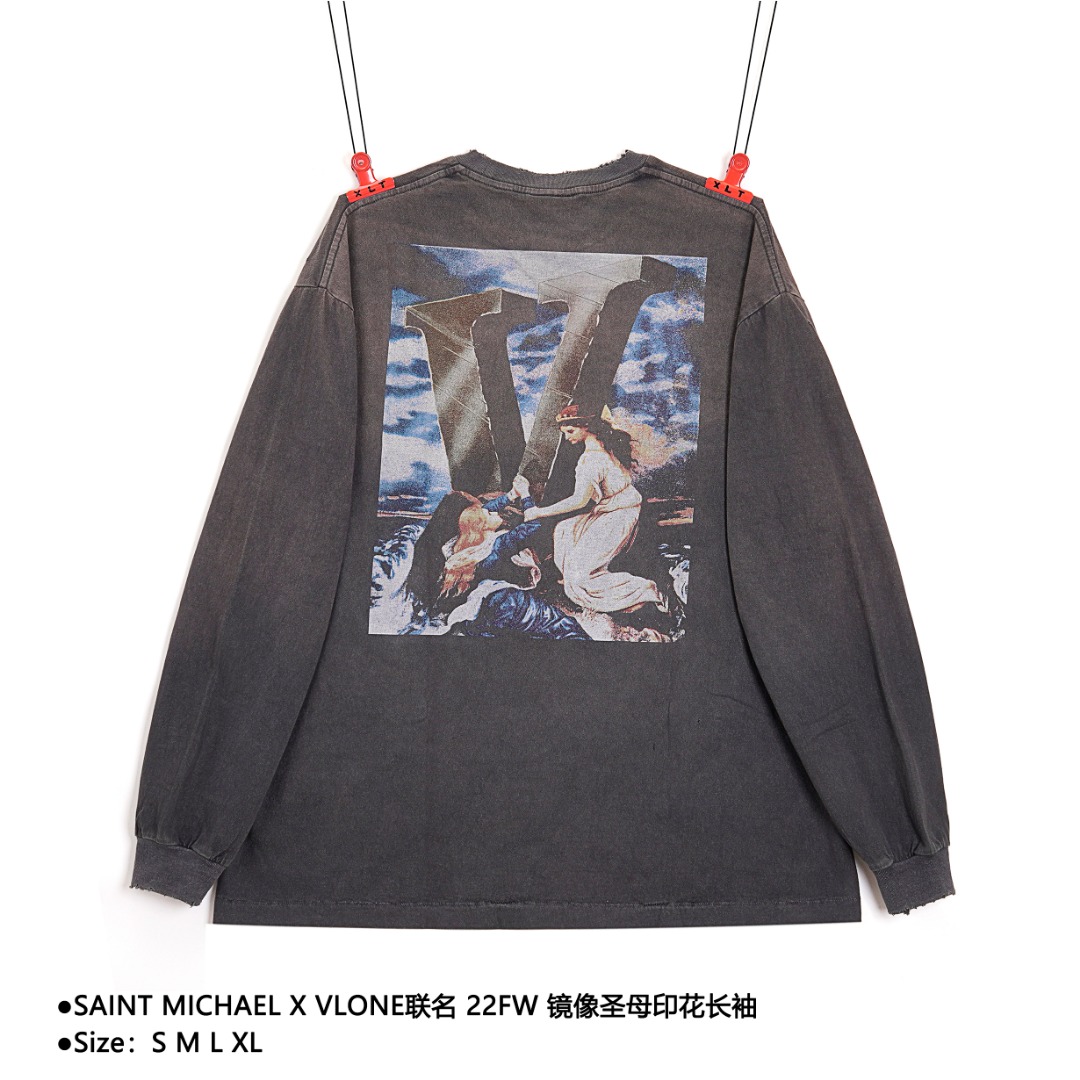 240 SAINT MICHAEL X VLONE联名 22FW 镜像圣母印花长袖