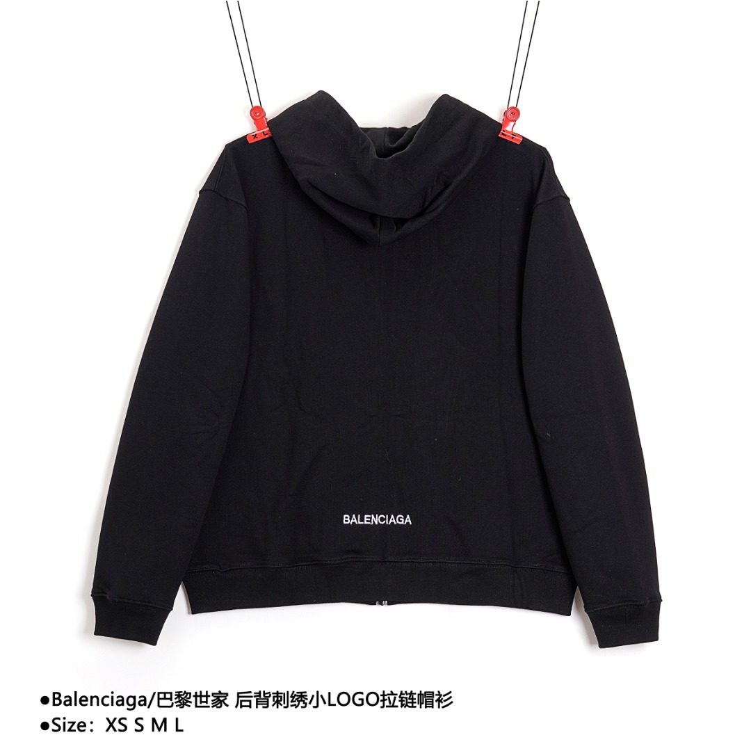 270 Balenciaga/巴黎世家 后背刺绣小LOGO拉链帽衫