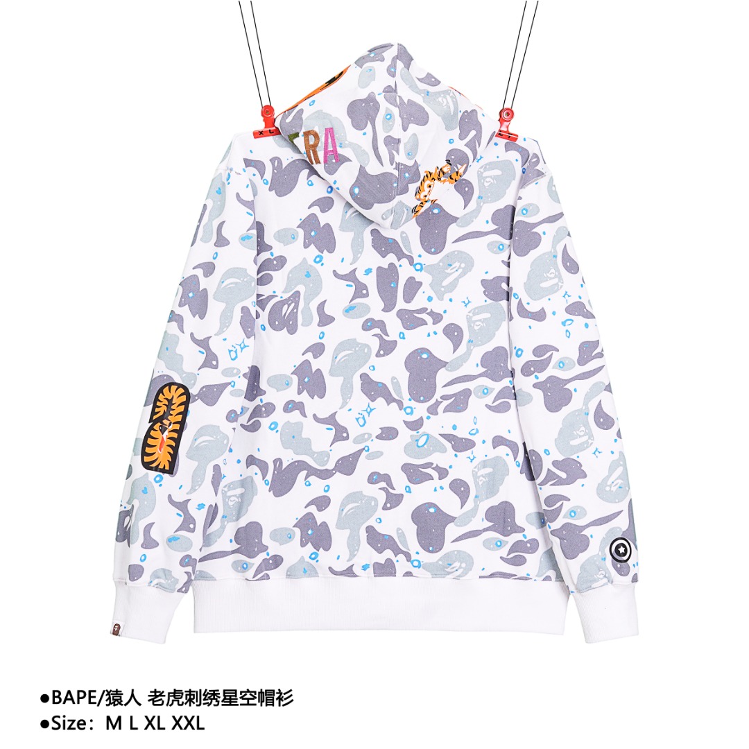 280 BAPE/猿人 老虎刺绣星空帽衫