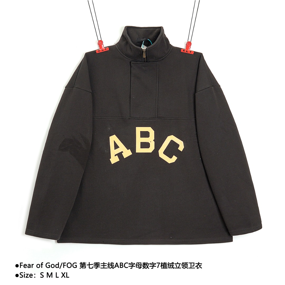 260 Fear of God/FOG 第七季主线ABC字母数字7植绒立领卫衣