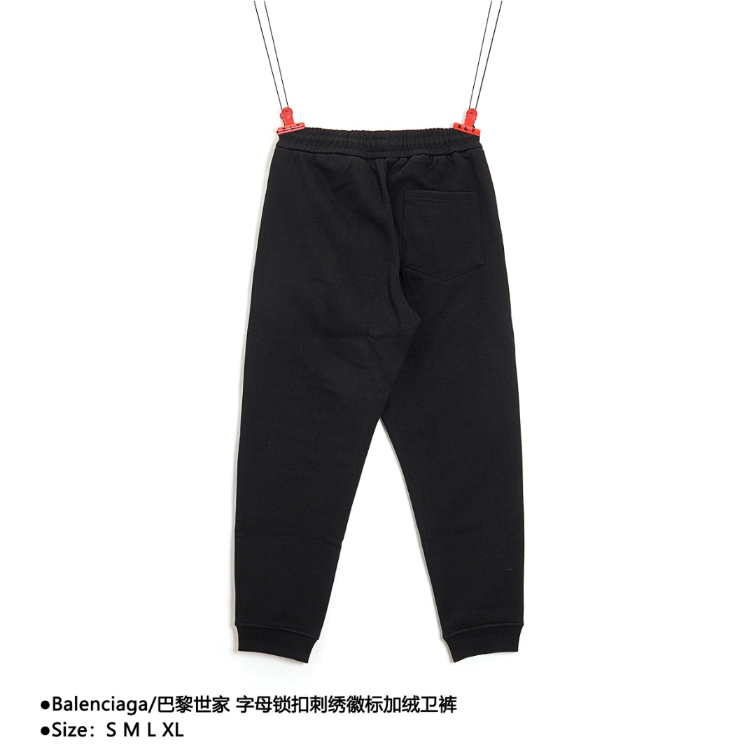 240 Balenciaga/巴黎世家 字母锁扣刺绣徽标加绒卫裤