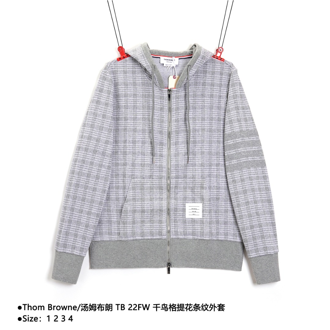 300 ThomBrowne/汤姆布朗 TB 22FW 千鸟格提花条纹外套