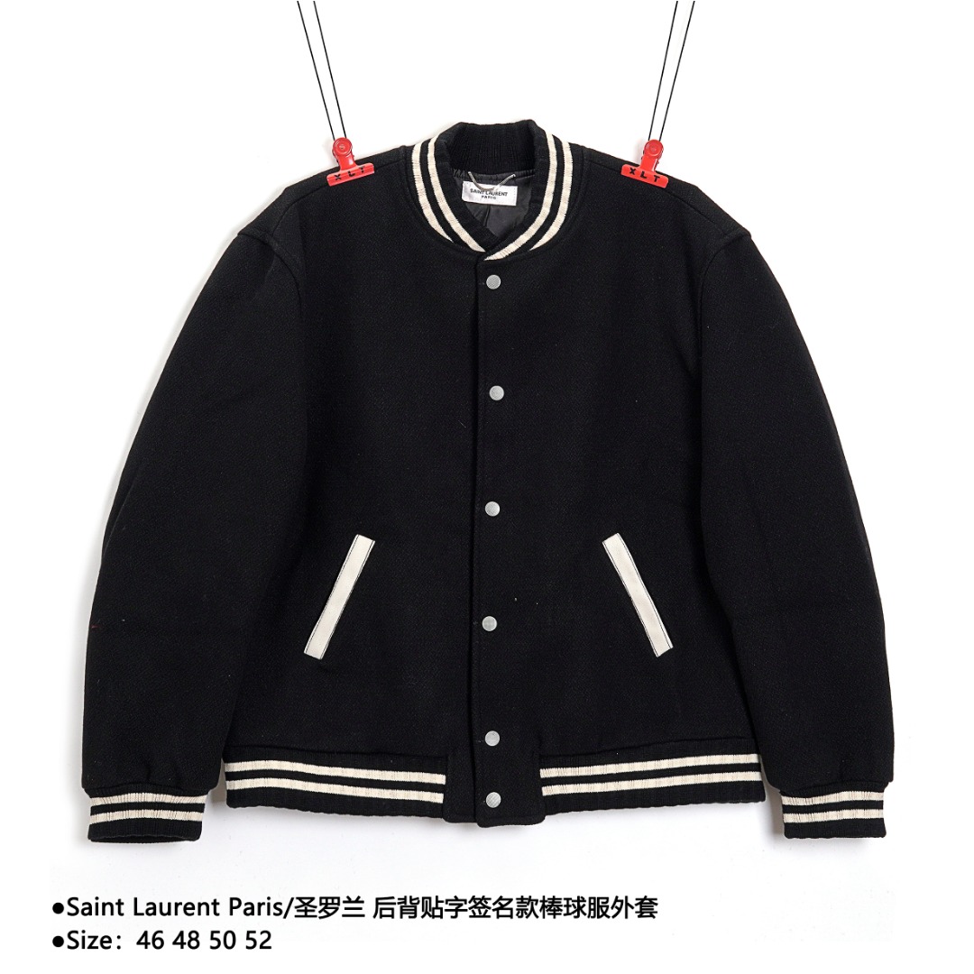 400 Saint Laurent Paris/圣罗兰 后背贴字签名款棒球服外套