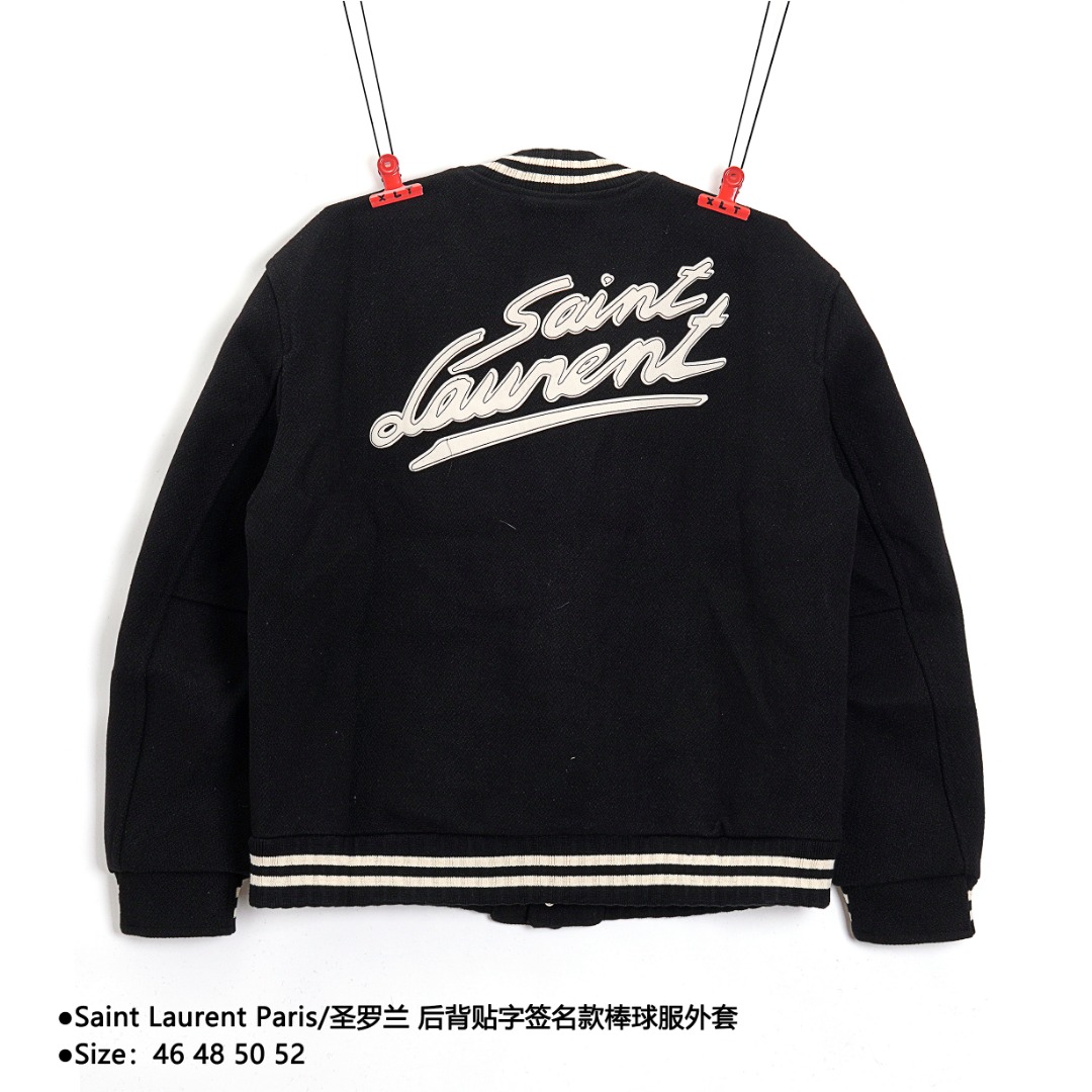 400 Saint Laurent Paris/圣罗兰 后背贴字签名款棒球服外套