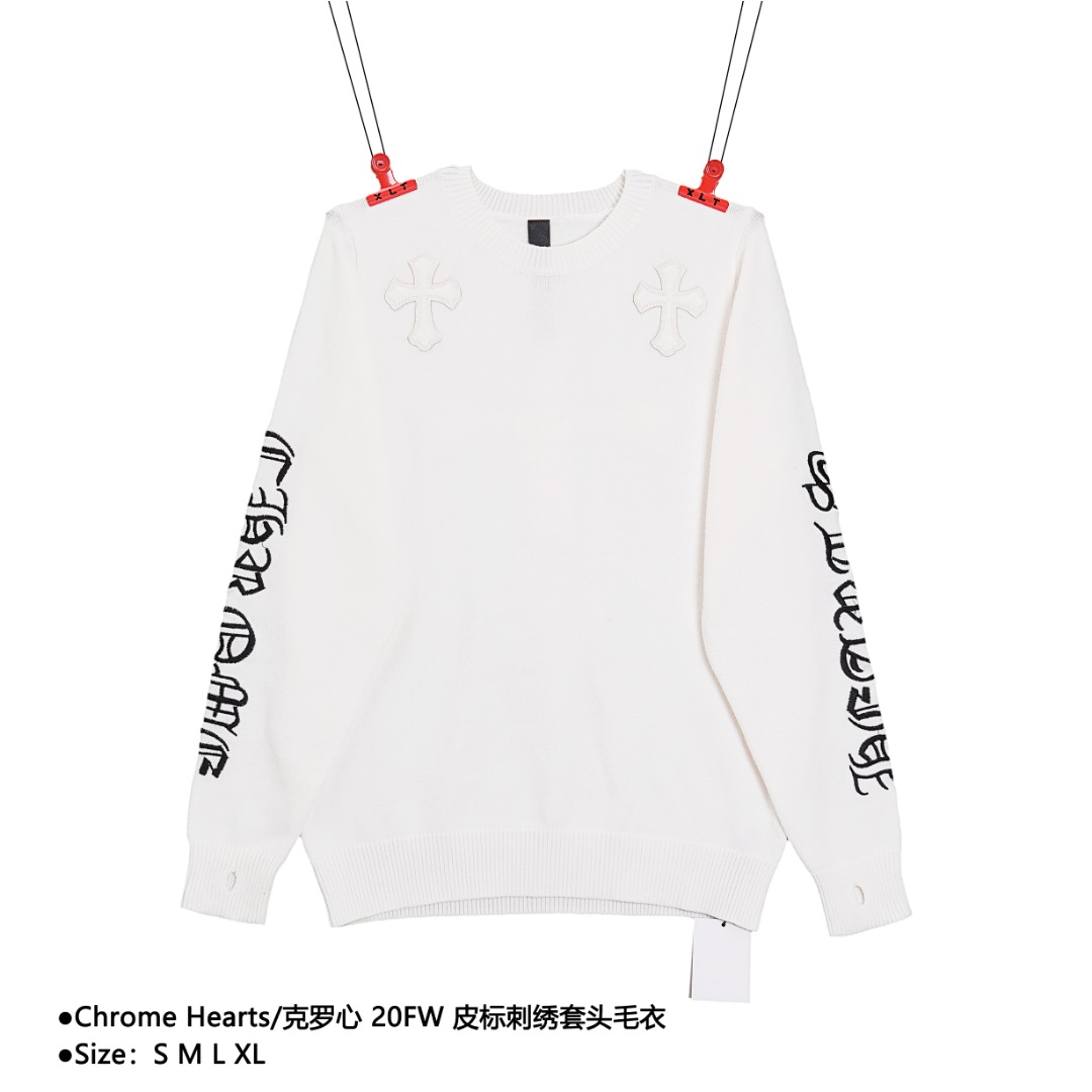 300 Chrome Hearts/克罗心 20FW 皮标刺绣套头毛衣