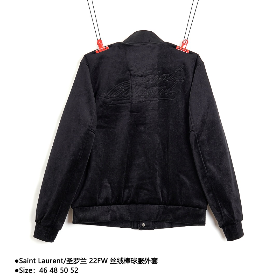 400 Saint Laurent/圣罗兰 22FW 丝绒棒球服外套