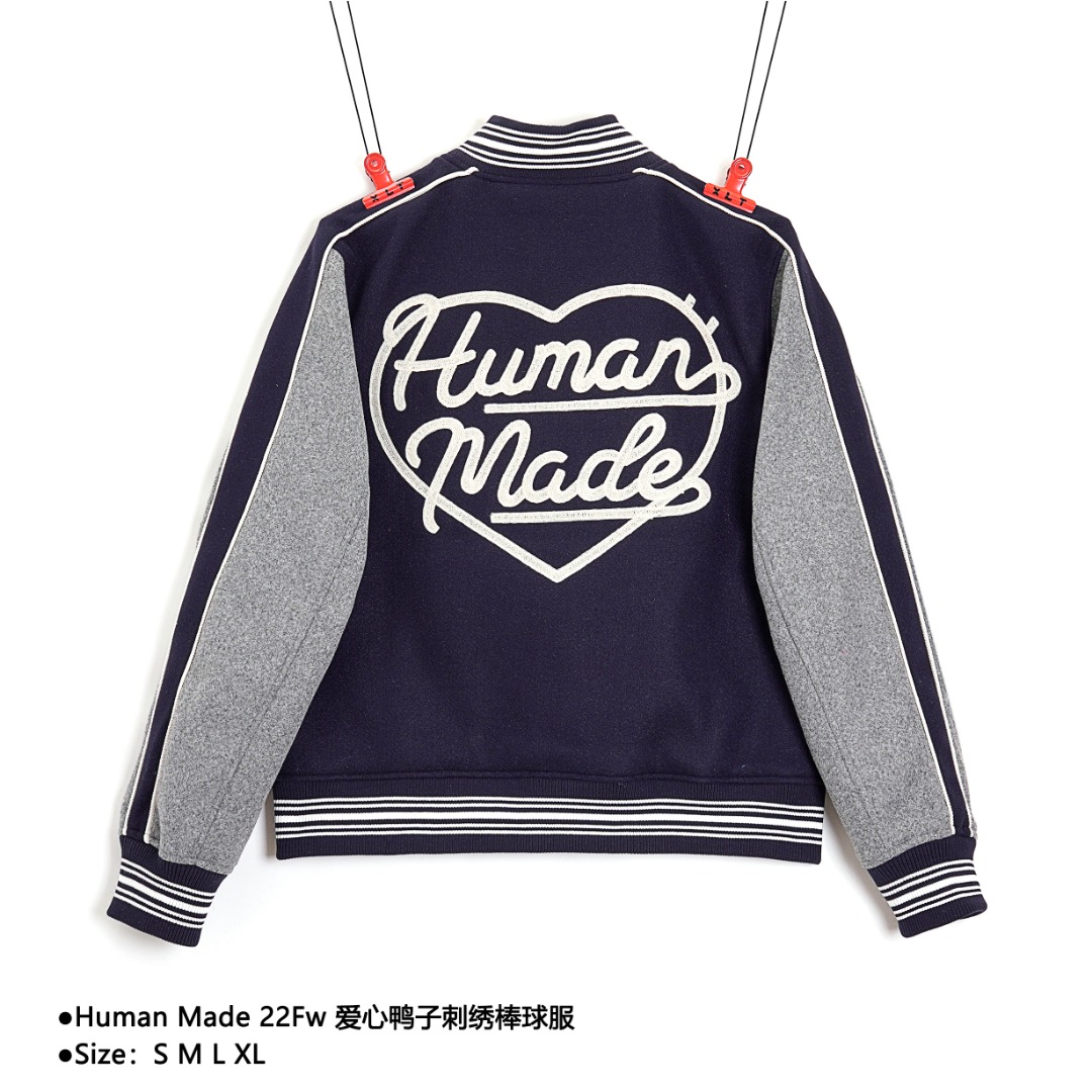 300 Human Made 22Fw 爱心鸭子刺绣棒球服