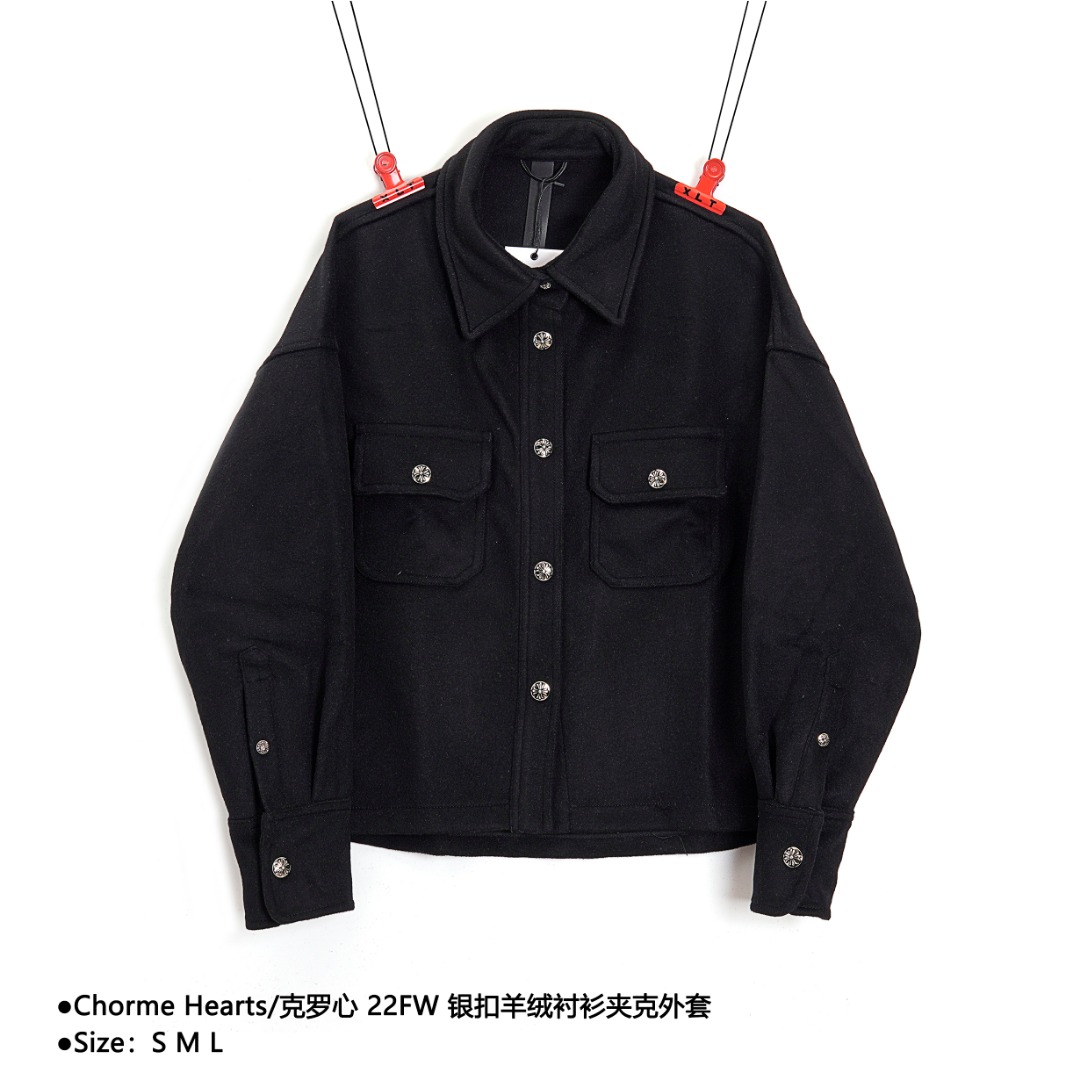 370 Chorme Hearts/克罗心 22FW 银扣羊绒衬衫夹克外套