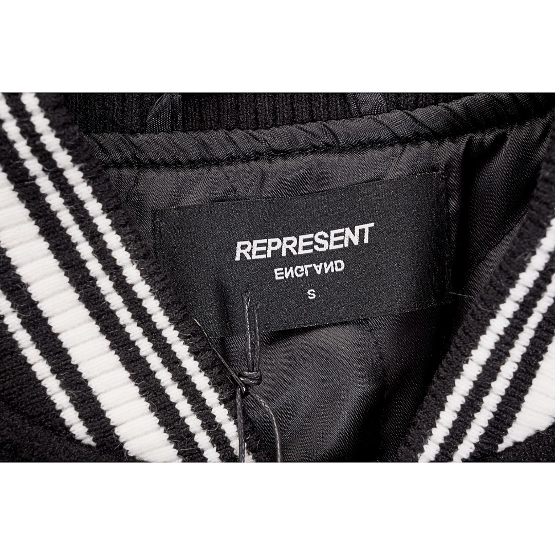 450 Represent 22fw 英文字母翅膀刺绣夹棉棒球服