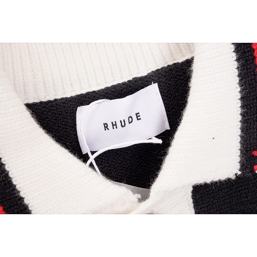 290 Rhude 22fw 拼接美式复古学院风毛衣