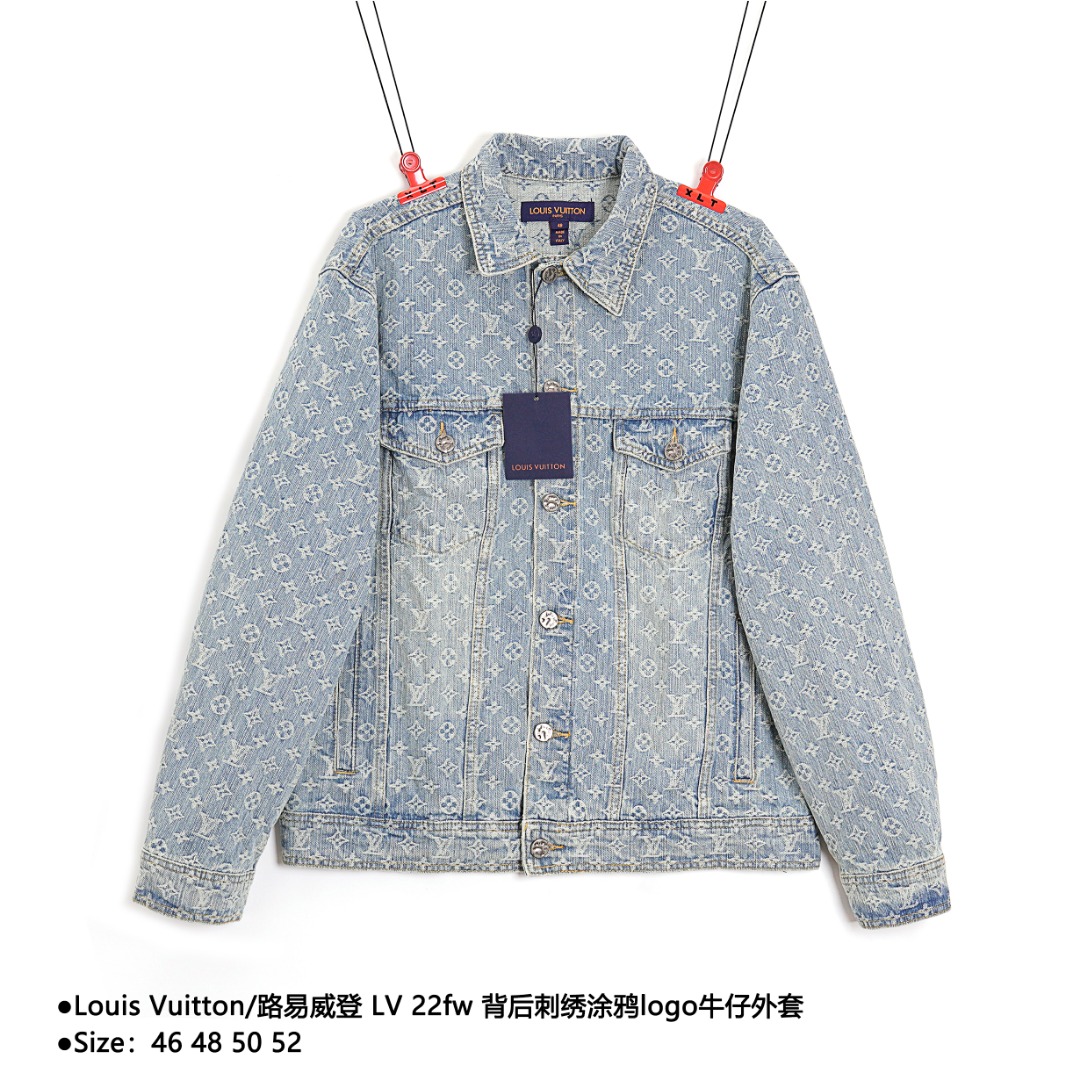 340 Louis Vuitton/路易威登 22fw 背后刺绣涂鸦logo牛仔外套