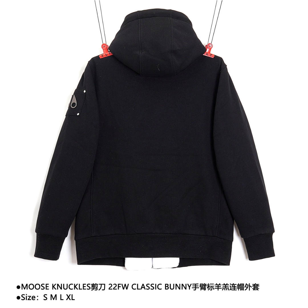 610 MOOSE KNUCKLES/剪刀 22FW CLASSIC BUNNY手臂标羊羔连帽外套