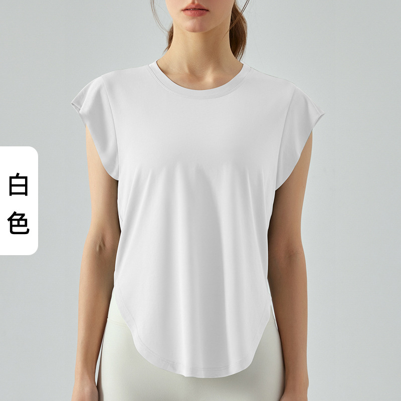 Lululemon t-shirt everyday white and lavender yoga | SLANTH YOGA SPORTS yoga activewear