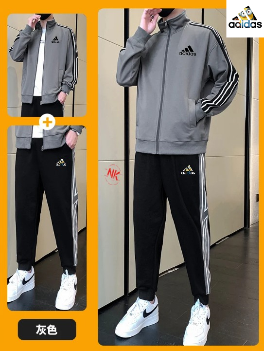 M~4XL 阿迪达斯Adidas运动休闲圆领卫衣长裤套装