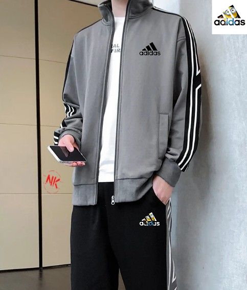 M~4XL 阿迪达斯Adidas运动休闲圆领卫衣长裤套装