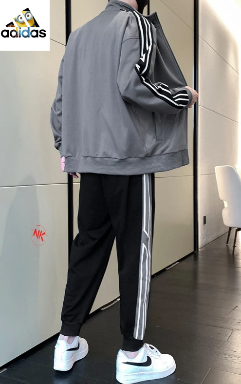 M~4XL 阿迪达斯Adidas运动休闲圆领卫衣长裤套装