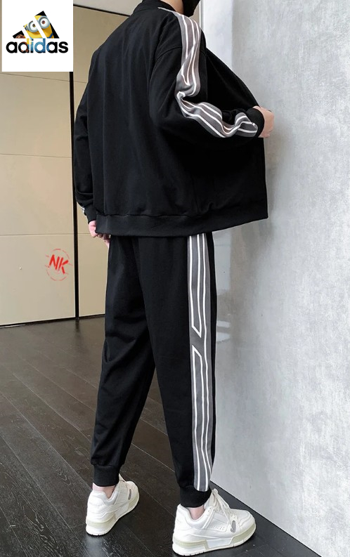 M~4XL 阿迪达斯Adidas运动休闲圆领卫衣长裤套装