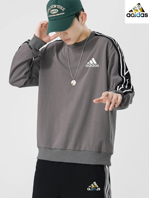 M~4XL 阿迪达斯Adidas运动休闲圆领卫衣长裤套装