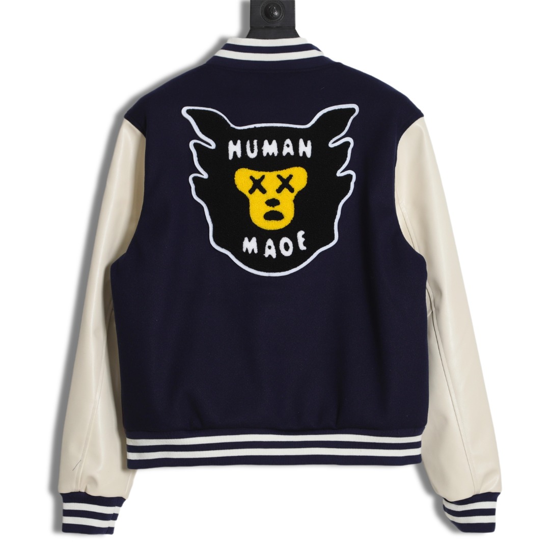 Human Made 22Fw 拼接皮袖棒球棉服