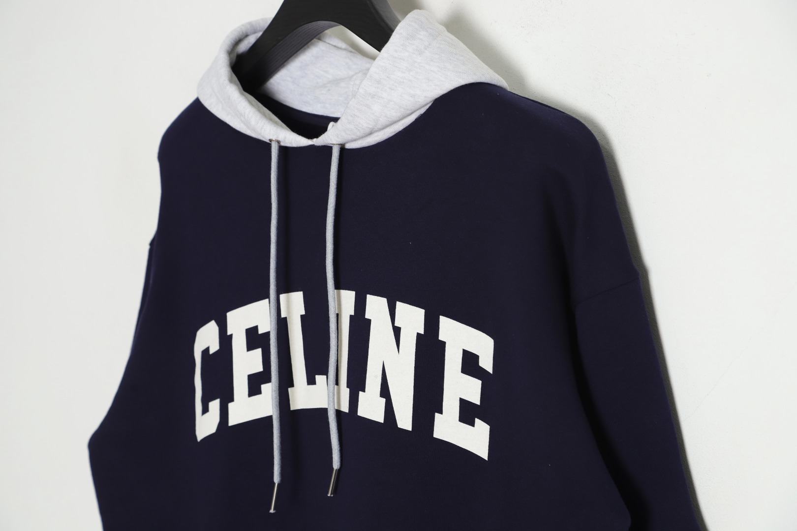 celine 假两件帽衫 32S斜纹卫衣小毛圈