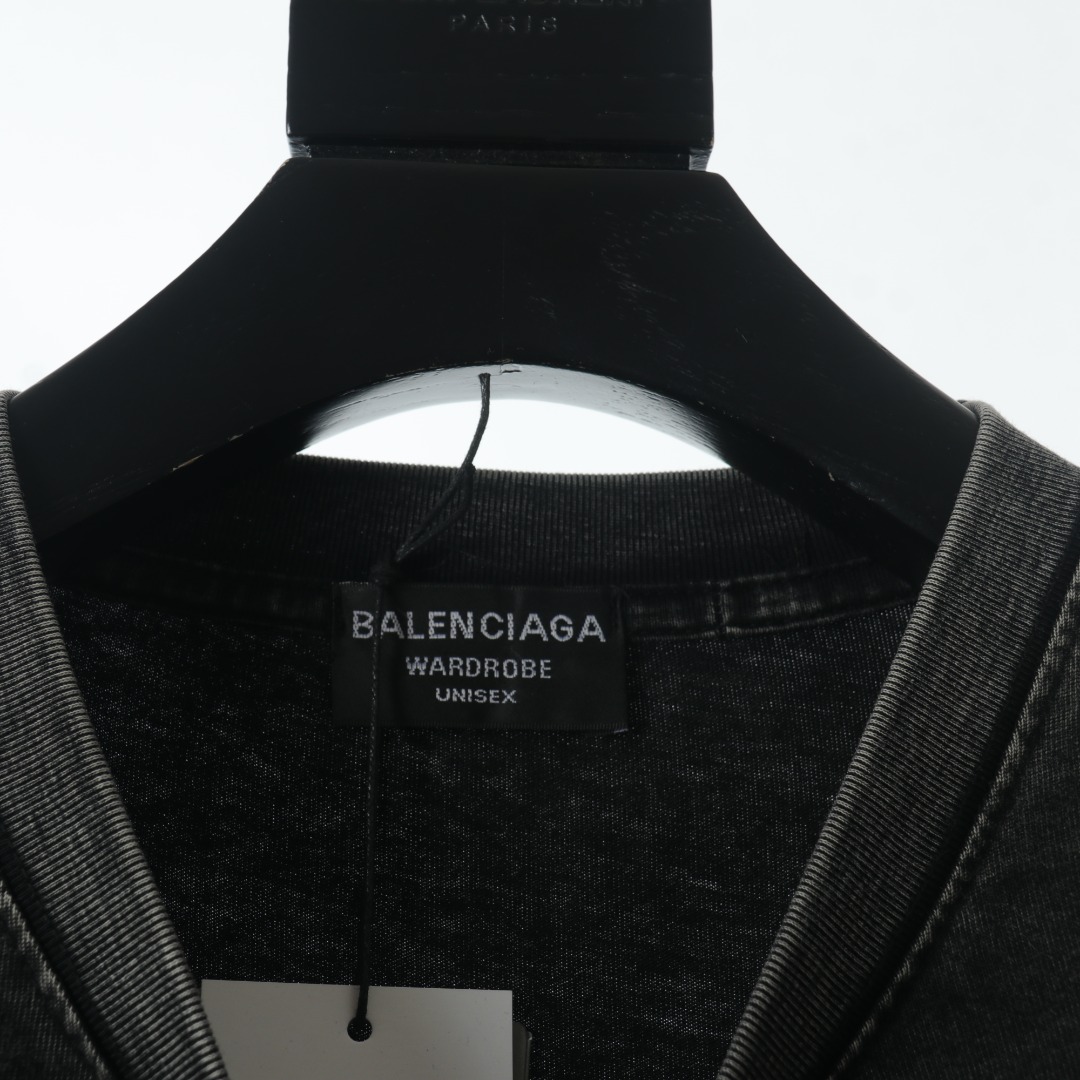 200 Balenciaga/巴黎世家BLCG 植绒字母水洗短袖T恤