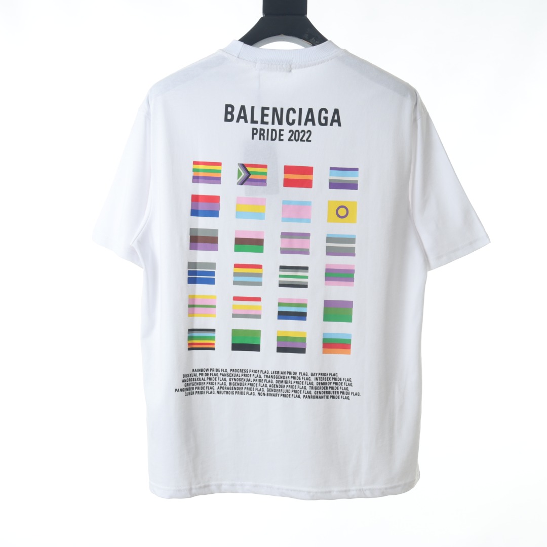 160 BALENCIAGA/巴黎世家BLCG 双人多国国旗印花短袖T恤