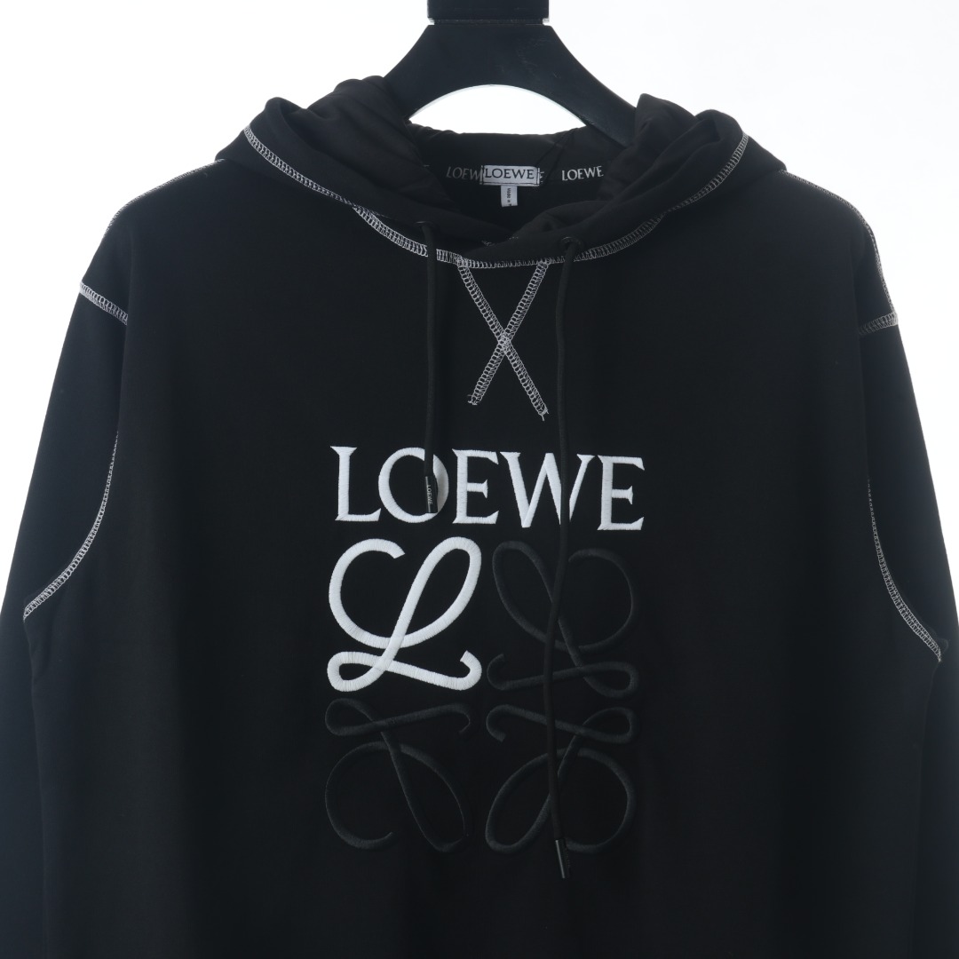 260 LOEWE/罗意威 22FW 外缝线花标刺绣连帽卫衣