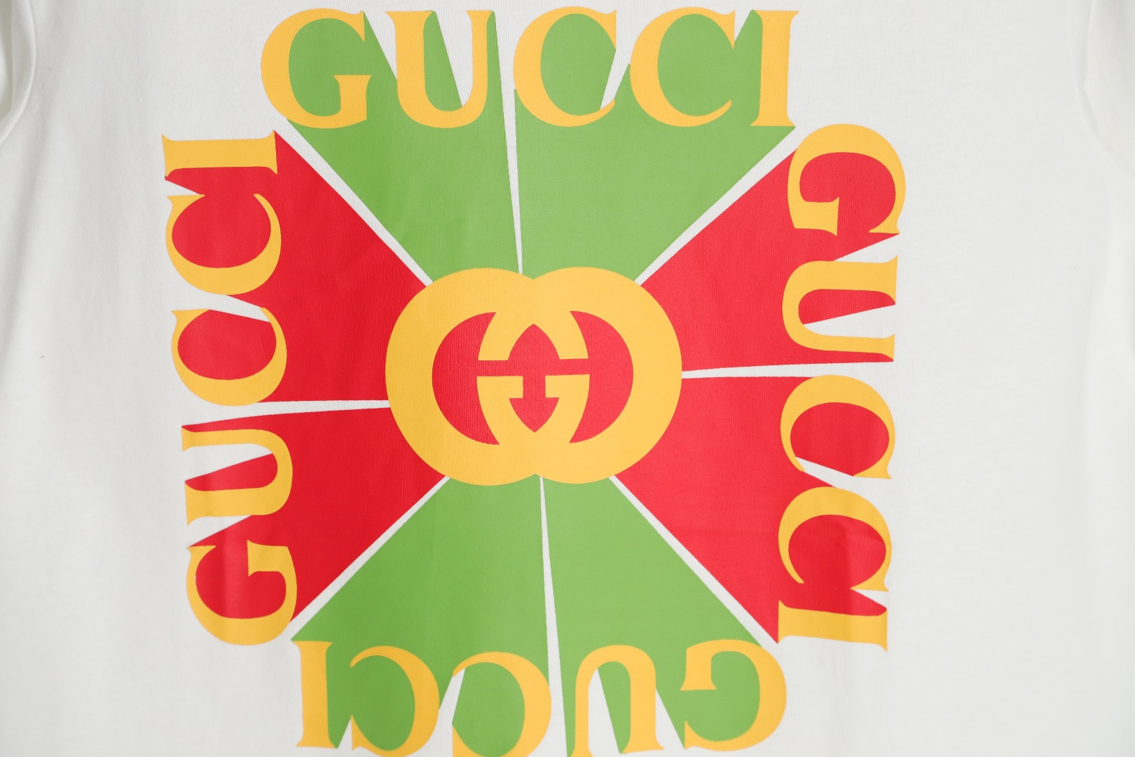 Gucci 古驰 红绿方块logo印花短袖