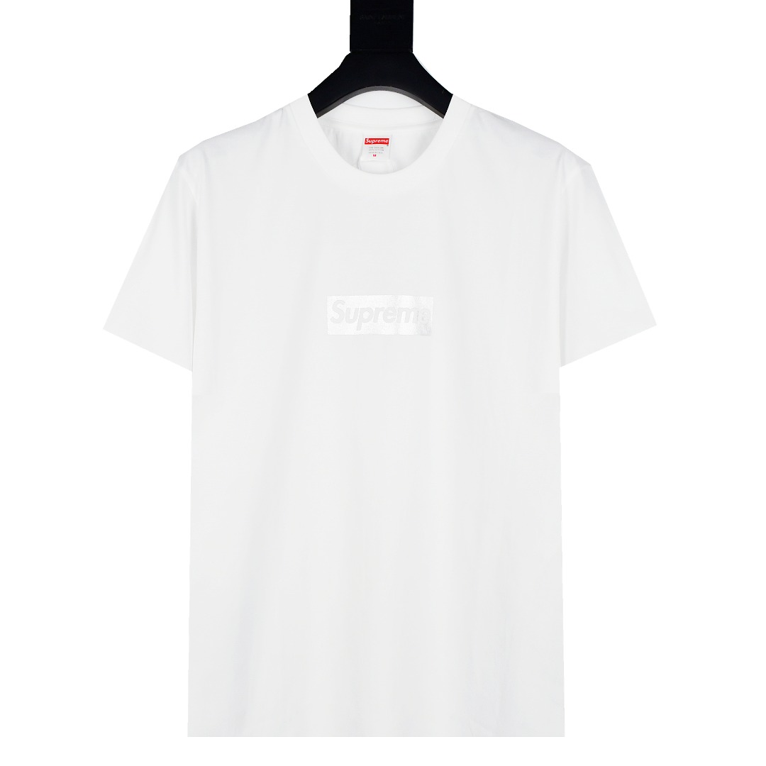Supreme Clothing T-Shirt White Printing Cotton Knitting PVC Short Sleeve