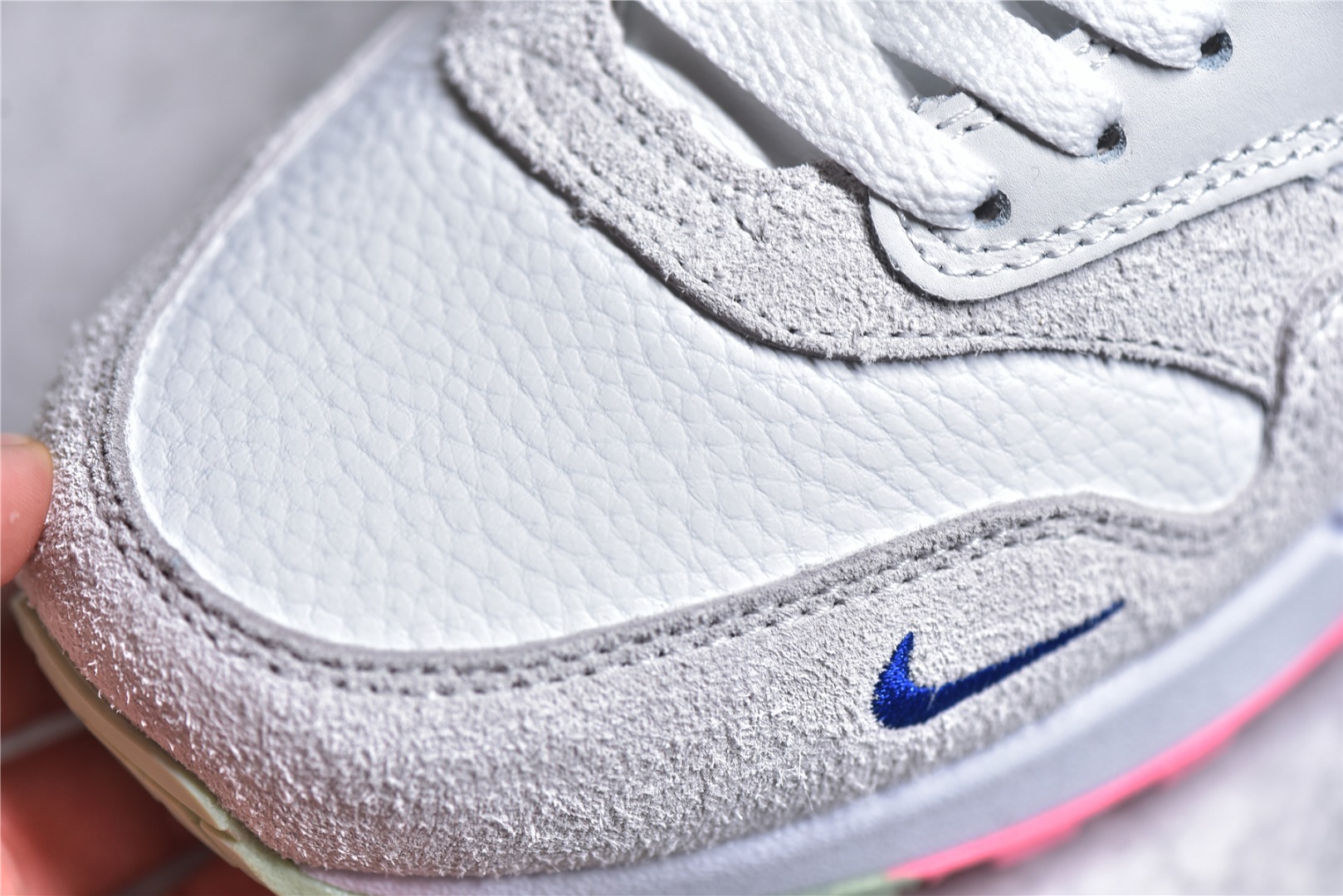 ▪️Detalles de autenticación NK Air Max 1 pequeño airbag, blanco multicolor, zapatillas de running retro casuales
