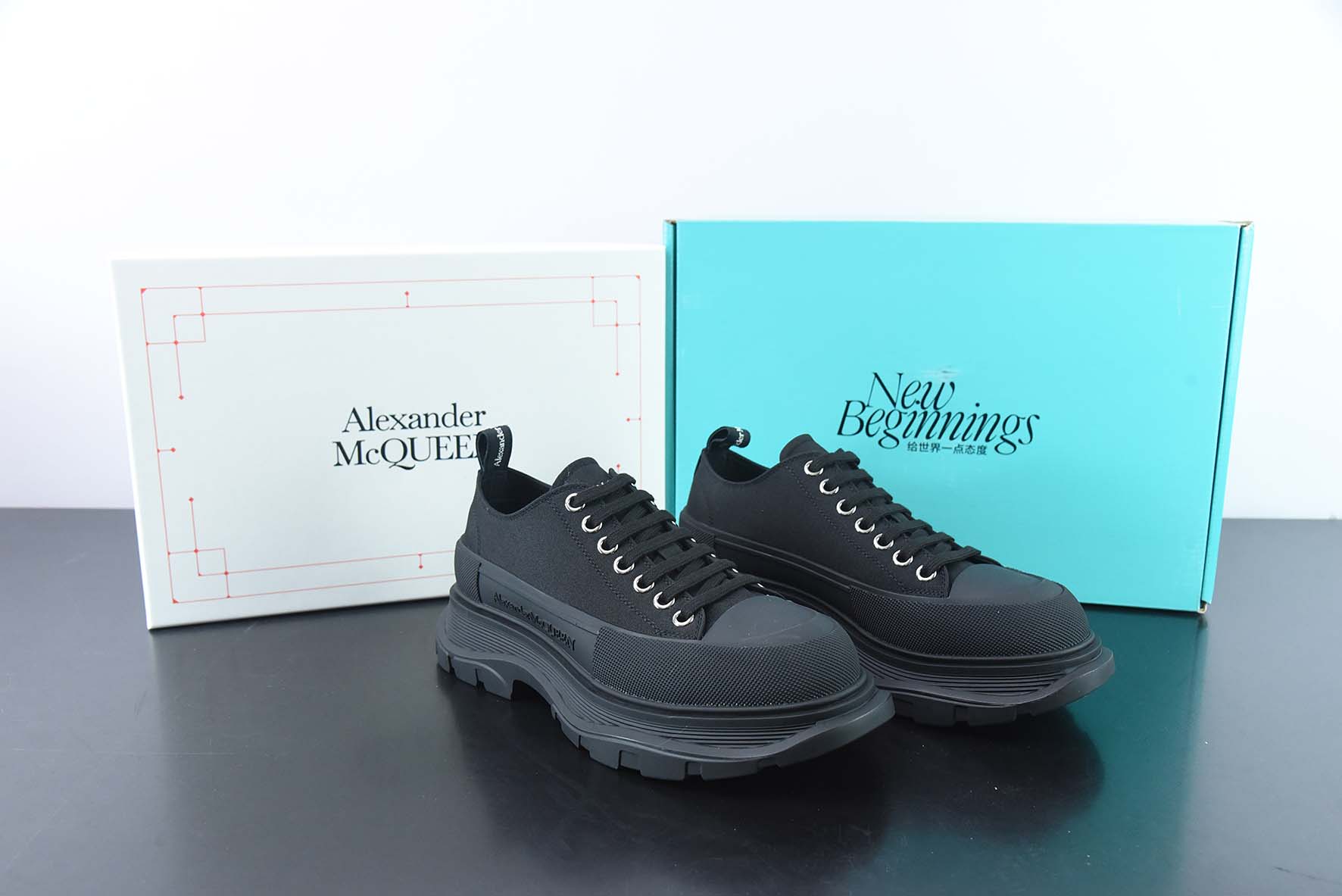 AlexanderMcQueen/亚历山大麦昆松糕鞋厚底增高帆布鞋