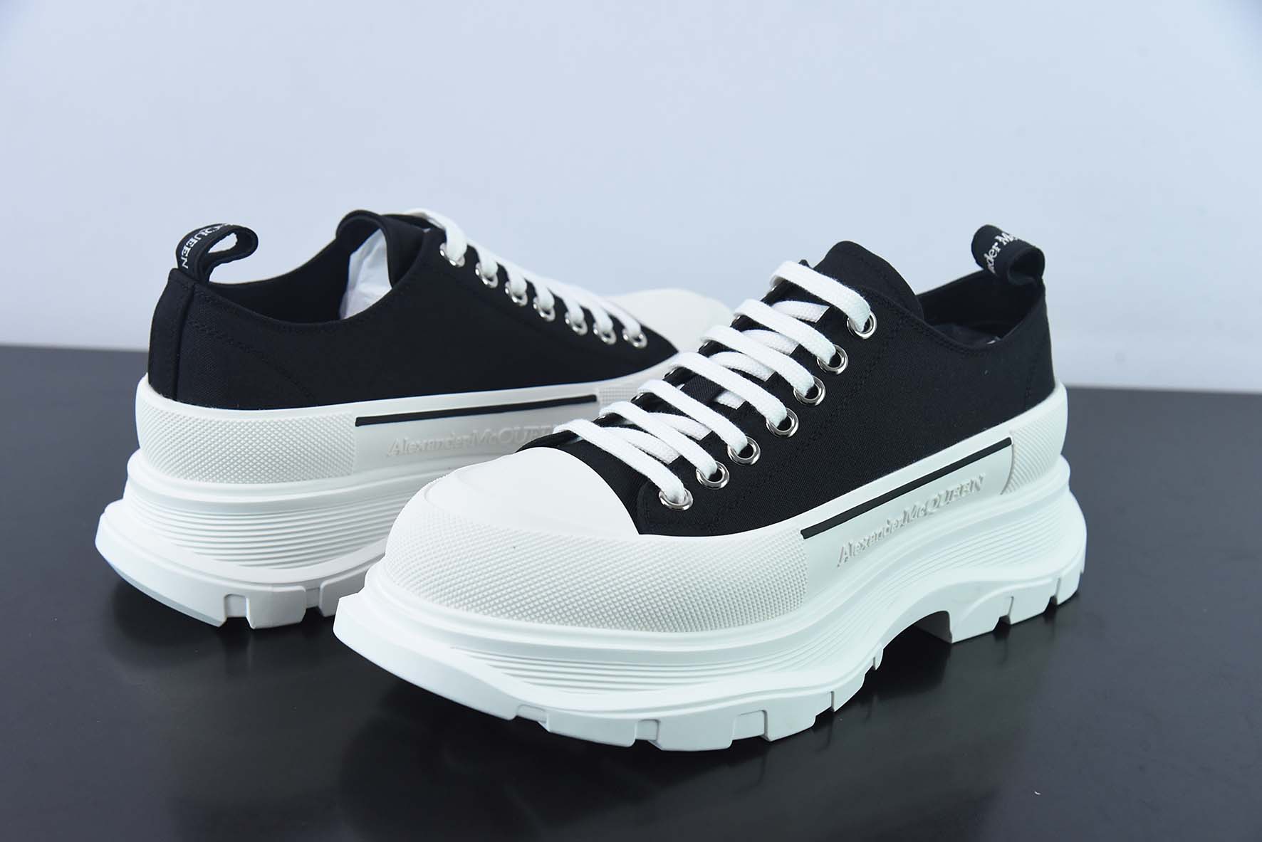 AlexanderMcQueen/亚历山大麦昆松糕鞋厚底增高帆布鞋
