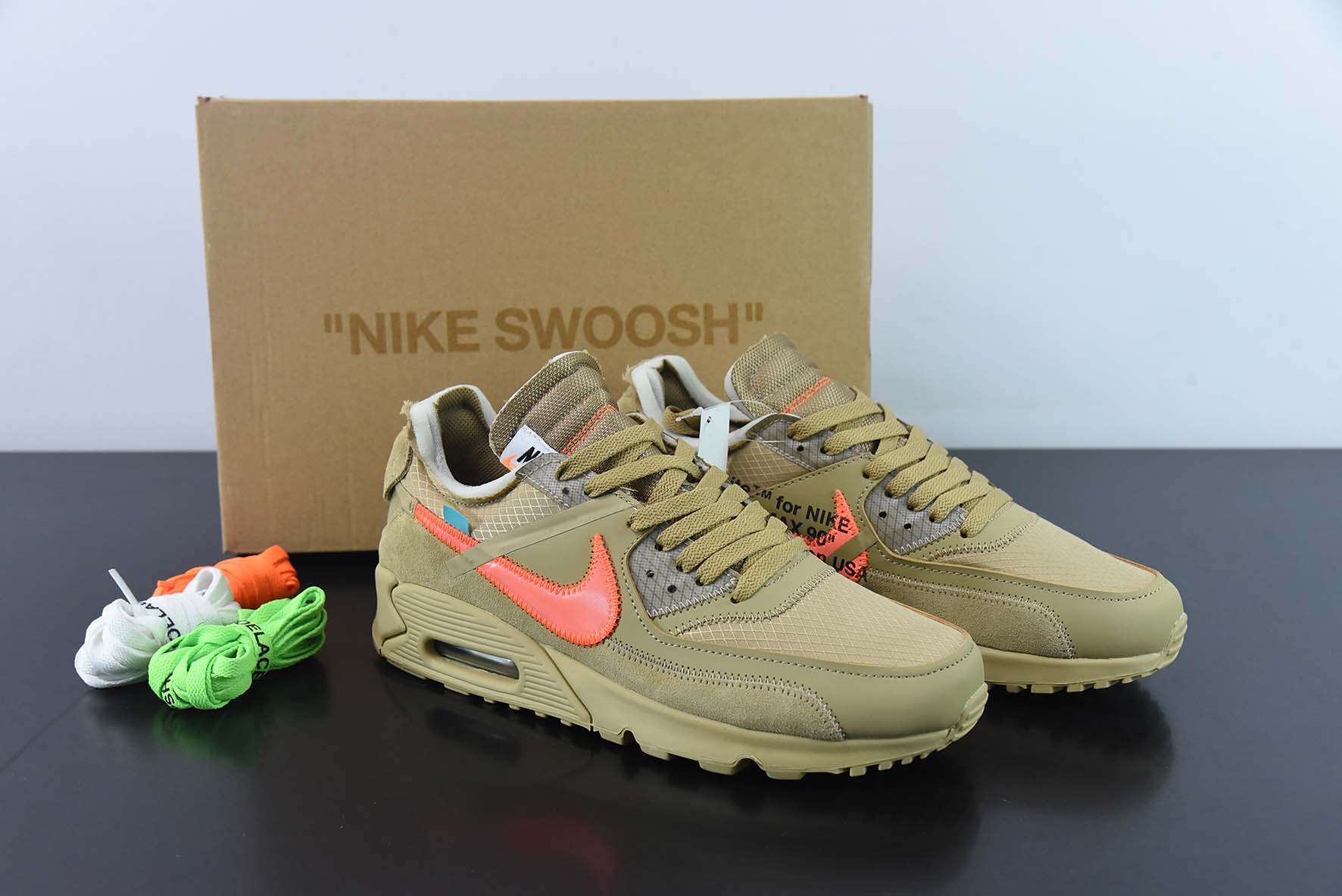 Off-White X Nike Air MAX90 GPX 联名款  沙漠黄男士运动鞋  货号：AA7293 200