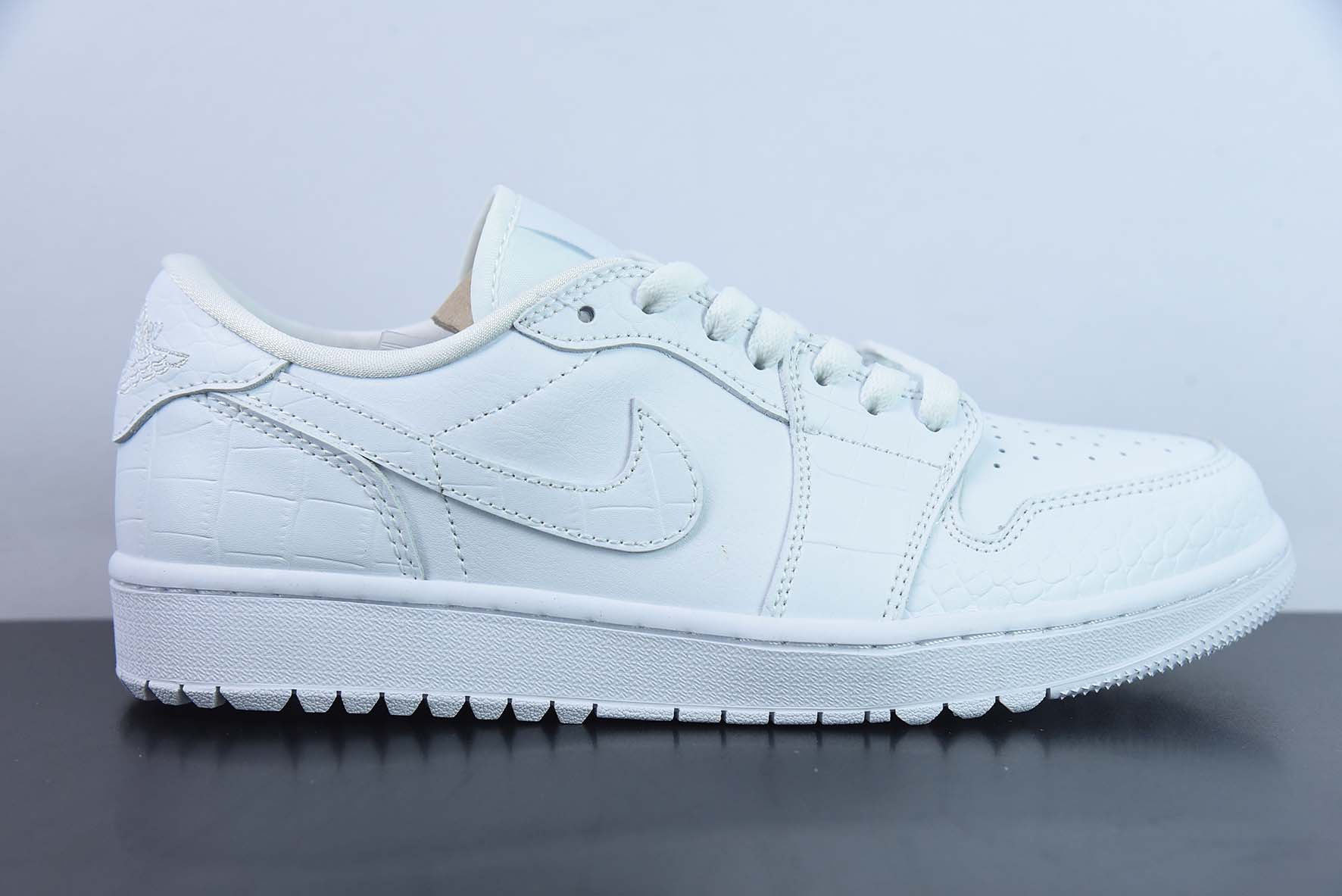 NK Air Jordan 1 Low Golf"Croc Pack"AJ1乔丹一代高尔夫版系列低帮经典复古文化休闲运动鞋“全白鳄鱼纹”DD9315-110
