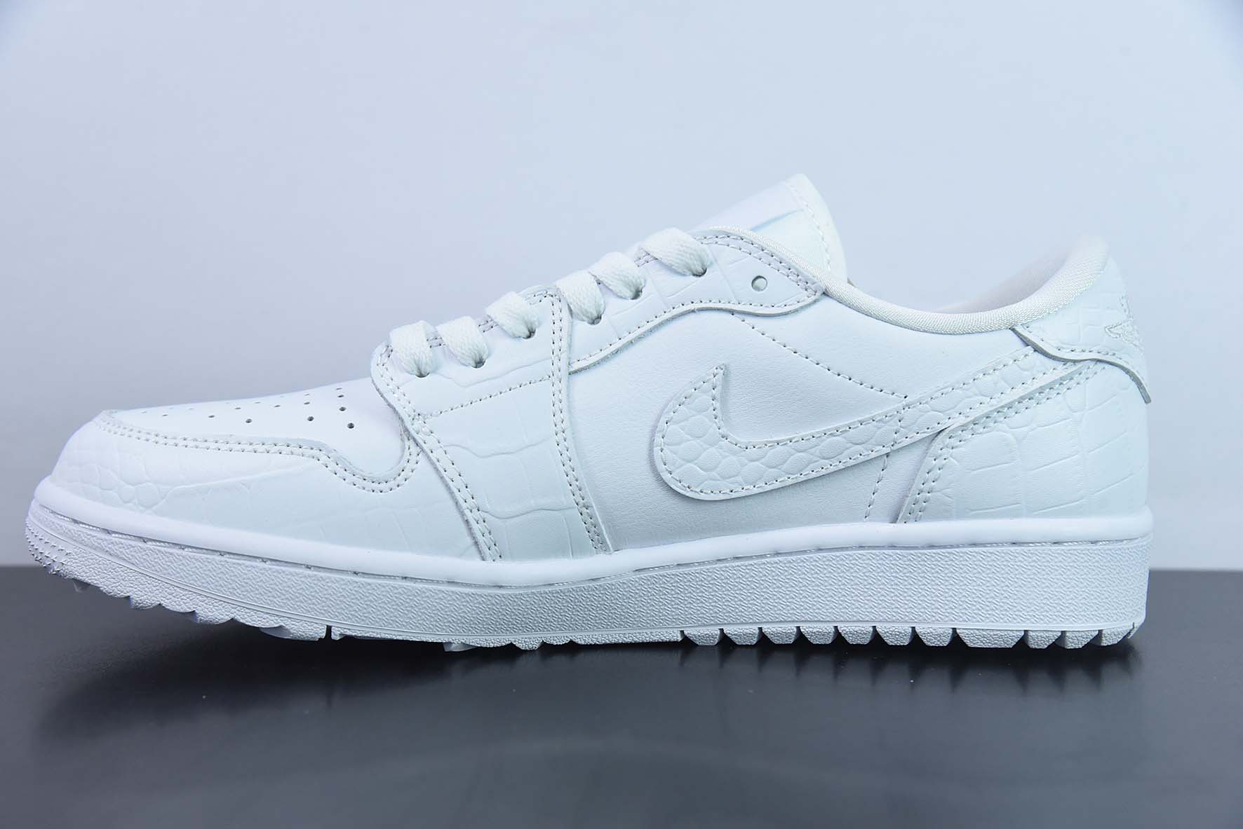 NK Air Jordan 1 Low Golf"Croc Pack"AJ1乔丹一代高尔夫版系列低帮经典复古文化休闲运动鞋“全白鳄鱼纹”DD9315-110