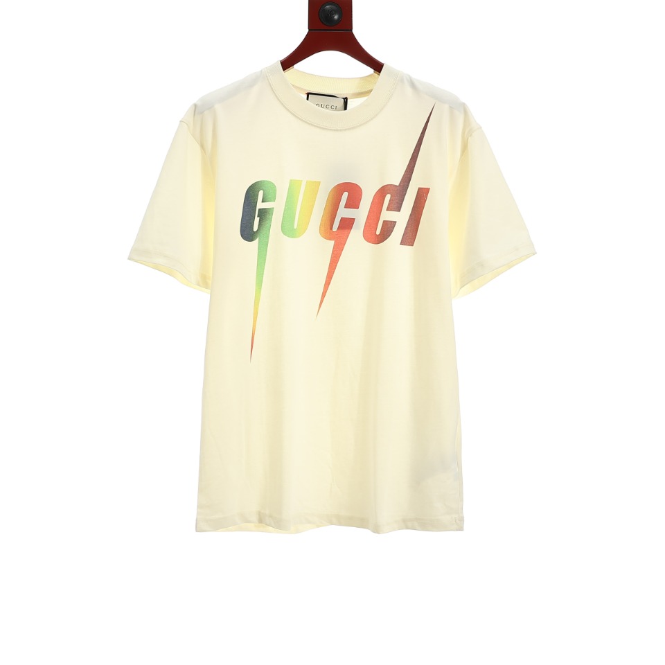 Gucci 古驰 2023新款彩虹锋刃印花短袖渐变色醒目别致