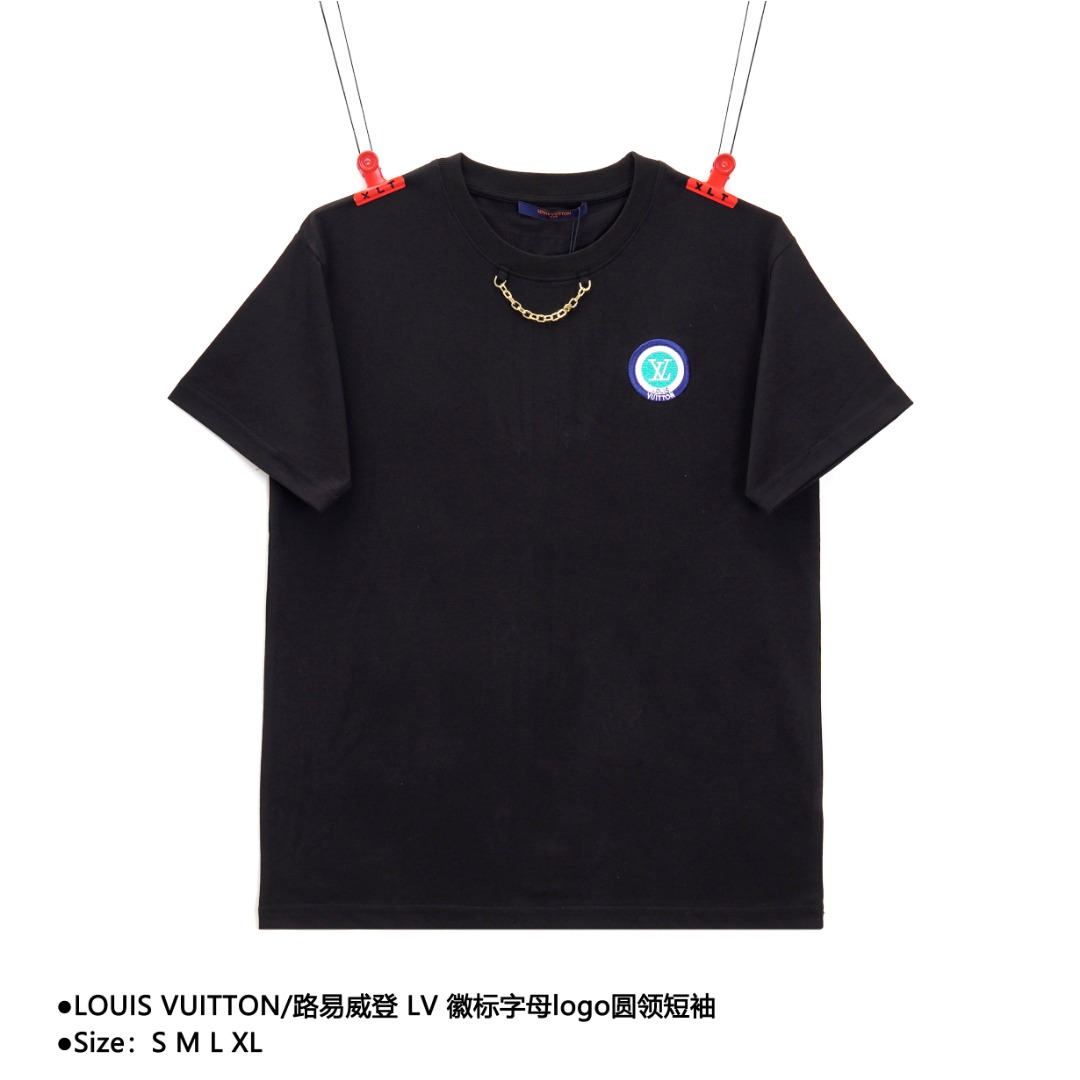 LOUIS VUITTON/路易威登 LV 徽标字母logo圆领短袖 春夏新款 胸前lv徽标字母logo圆领短袖T恤 采用260克32双纱面料 柔软透气 舒适百搭 潮流男女同款 款式编号:Q-5605605615