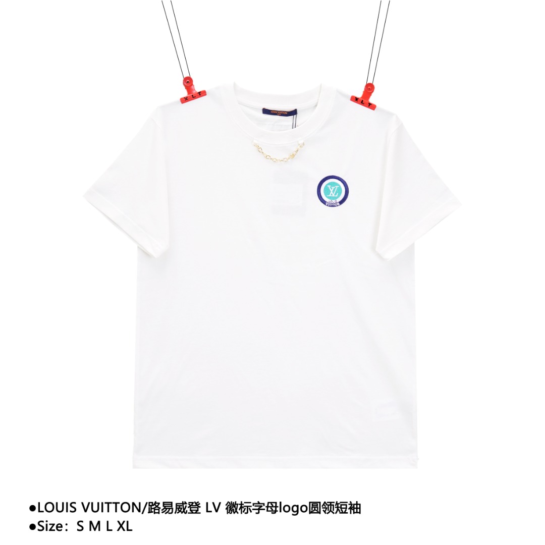 LOUIS VUITTON/路易威登 LV 徽标字母logo圆领短袖 春夏新款 胸前lv徽标字母logo圆领短袖T恤 采用260克32双纱面料 柔软透气 舒适百搭 潮流男女同款 款式编号:Q-5605605615
