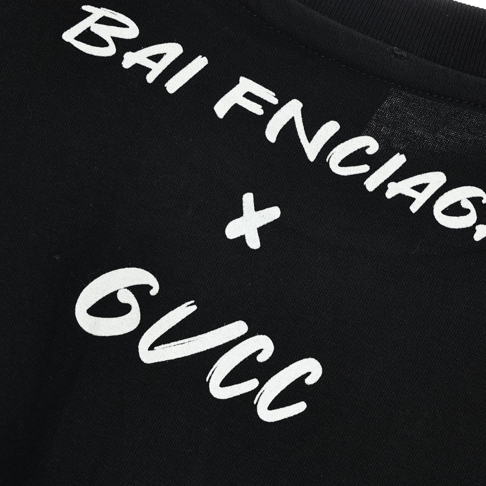 180 Gucci 古驰 x Balenciaga巴黎世家联名双G双B印花短袖T恤