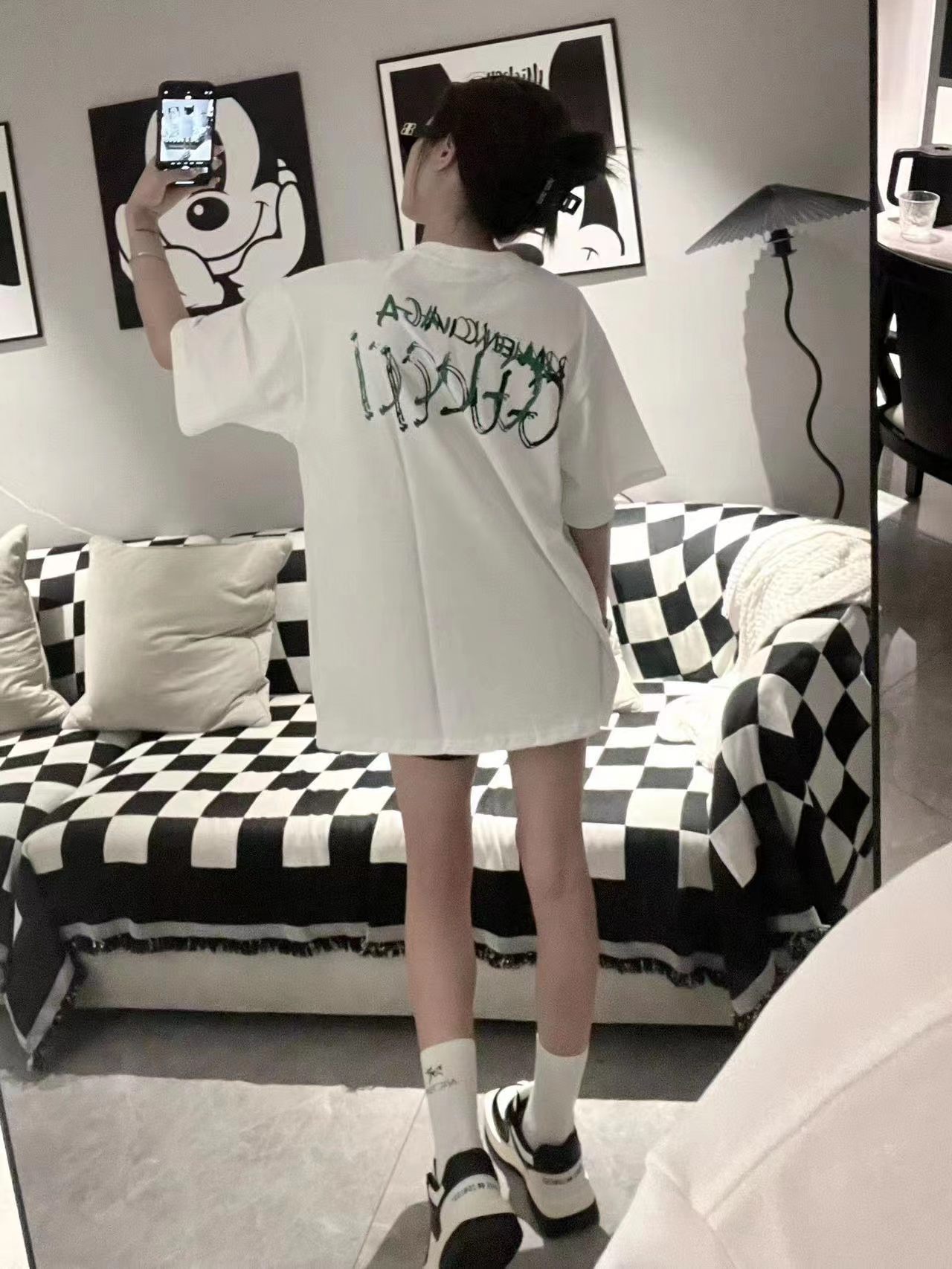 BalenciagaGucci 巴黎世家古驰联名 白绿 涂鸦短袖