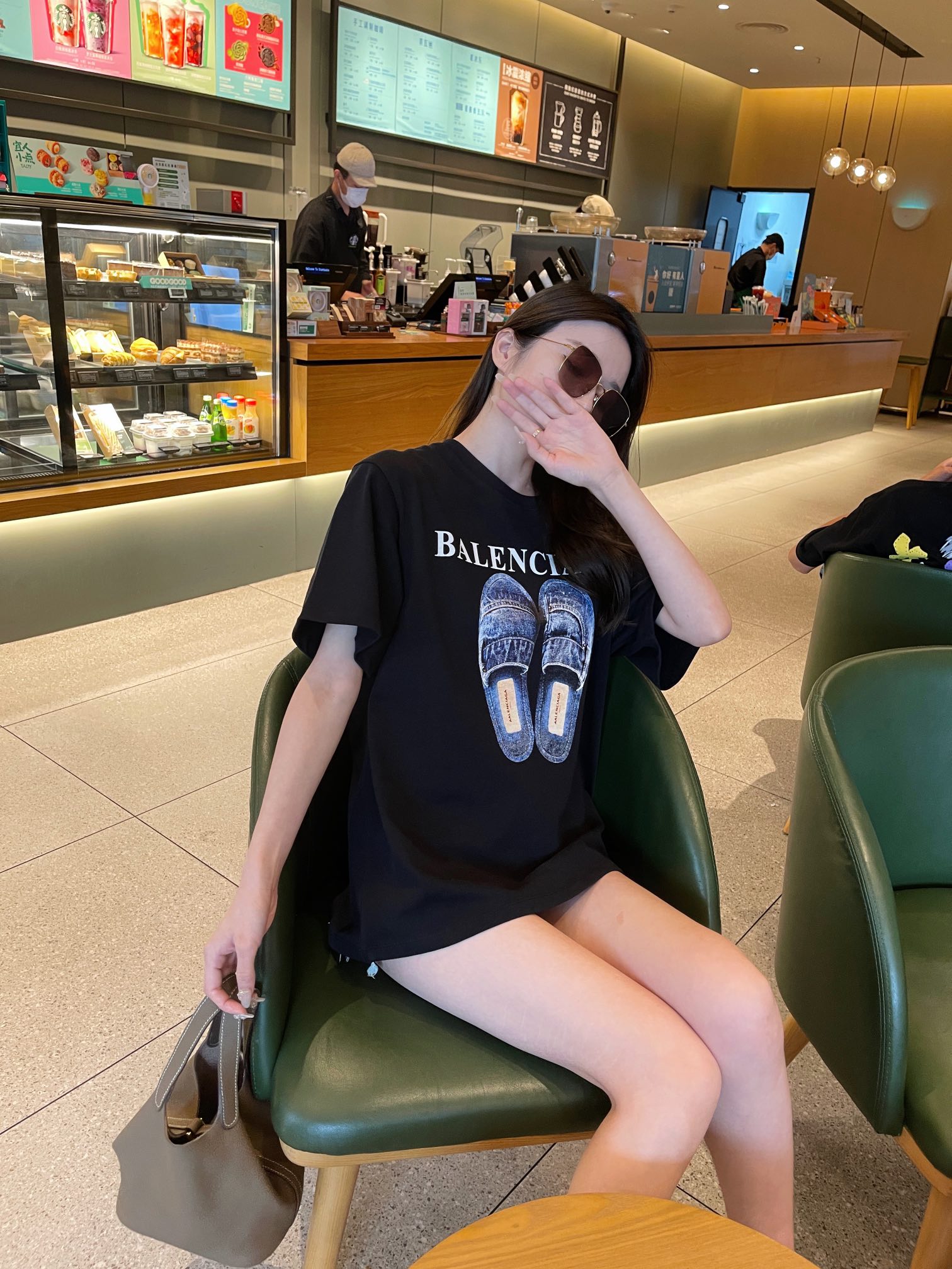 上身素材# Balenciaga/巴黎世家 22SS拖鞋印花字母LOGO圆领短袖