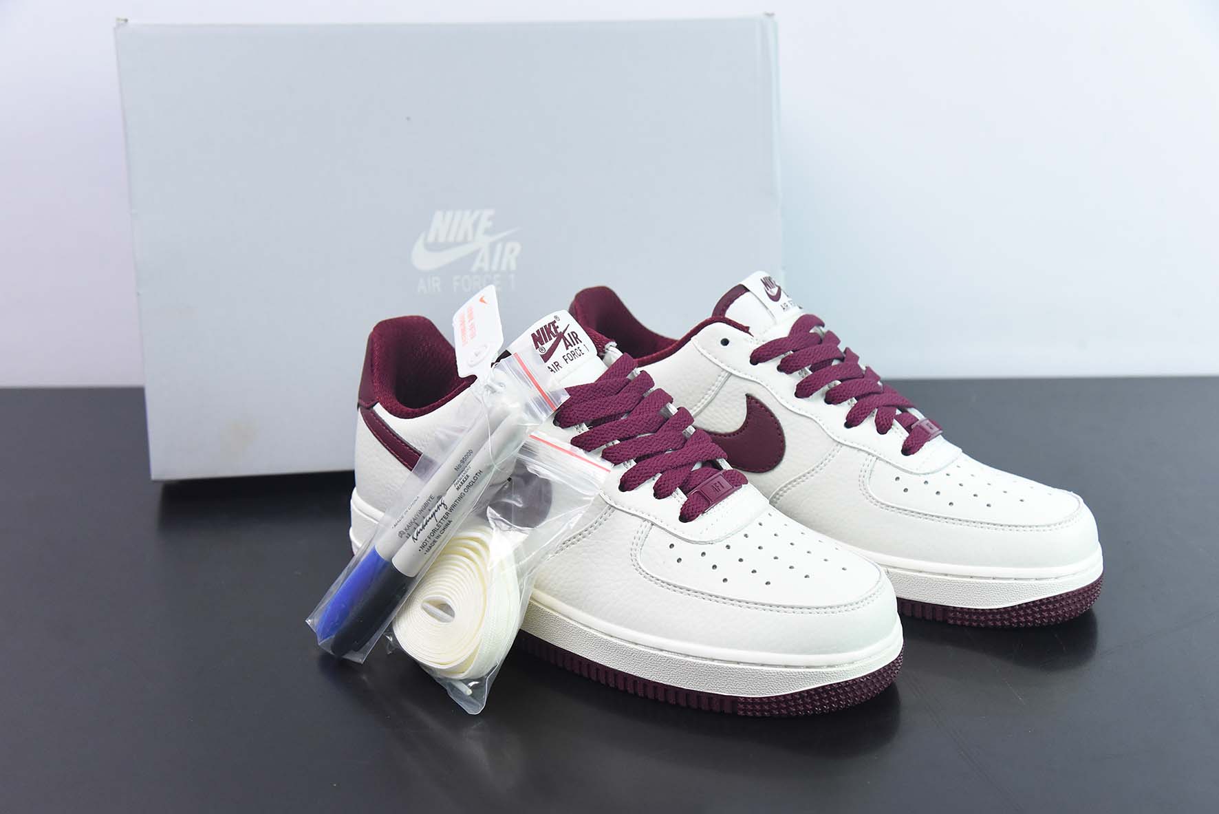 Nk Air Force 1'07 Low 酒红白配色 空军一号低帮休闲板鞋