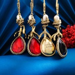 Alexander McQueen Jewelry Earring Black Orange Red Yellow Brass Resin Vintage
