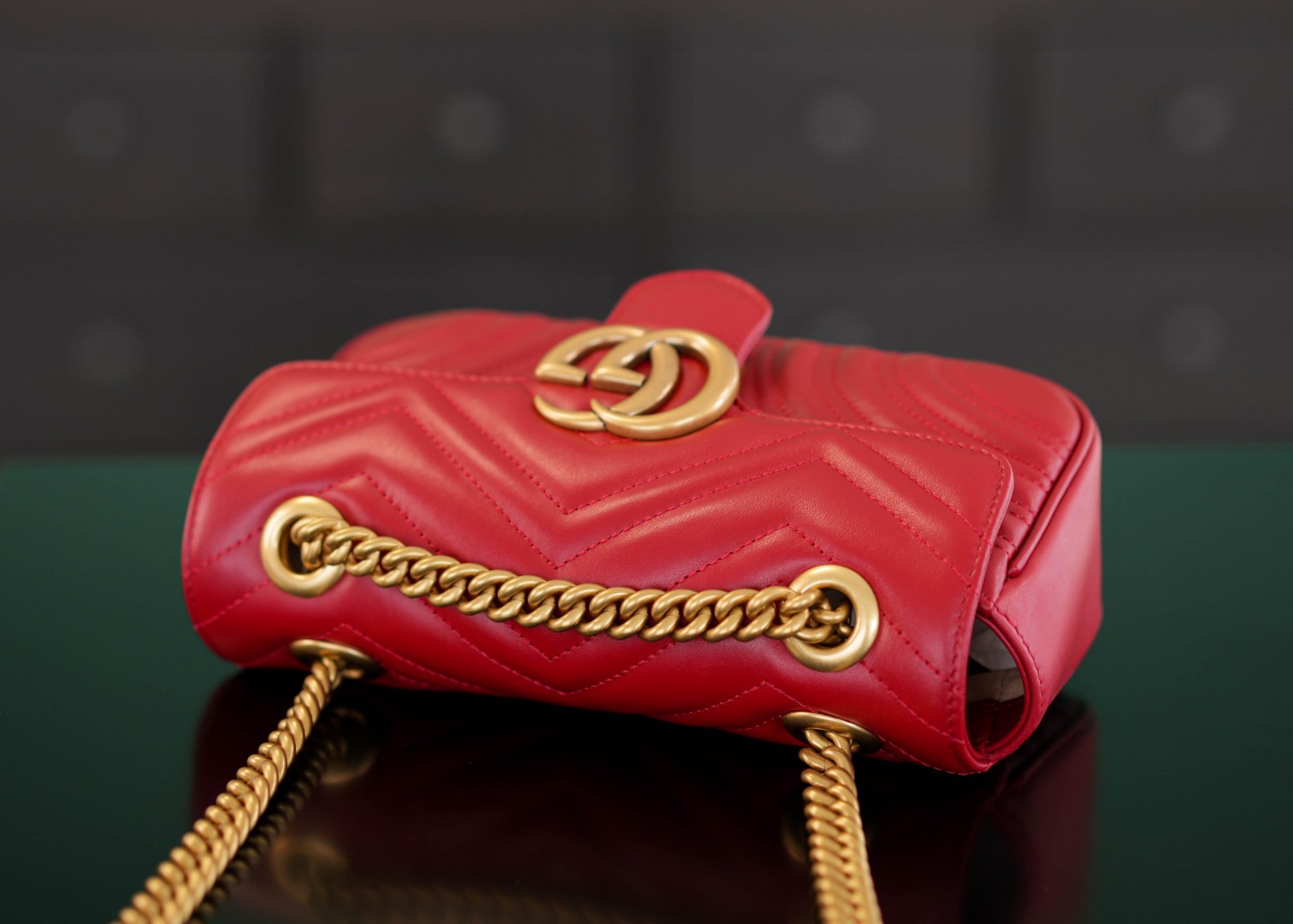 正品级Marmont系列肩背包经典款红色22cm原厂皮全铜五金正品售价18.000独家原厂皮发售限量级别