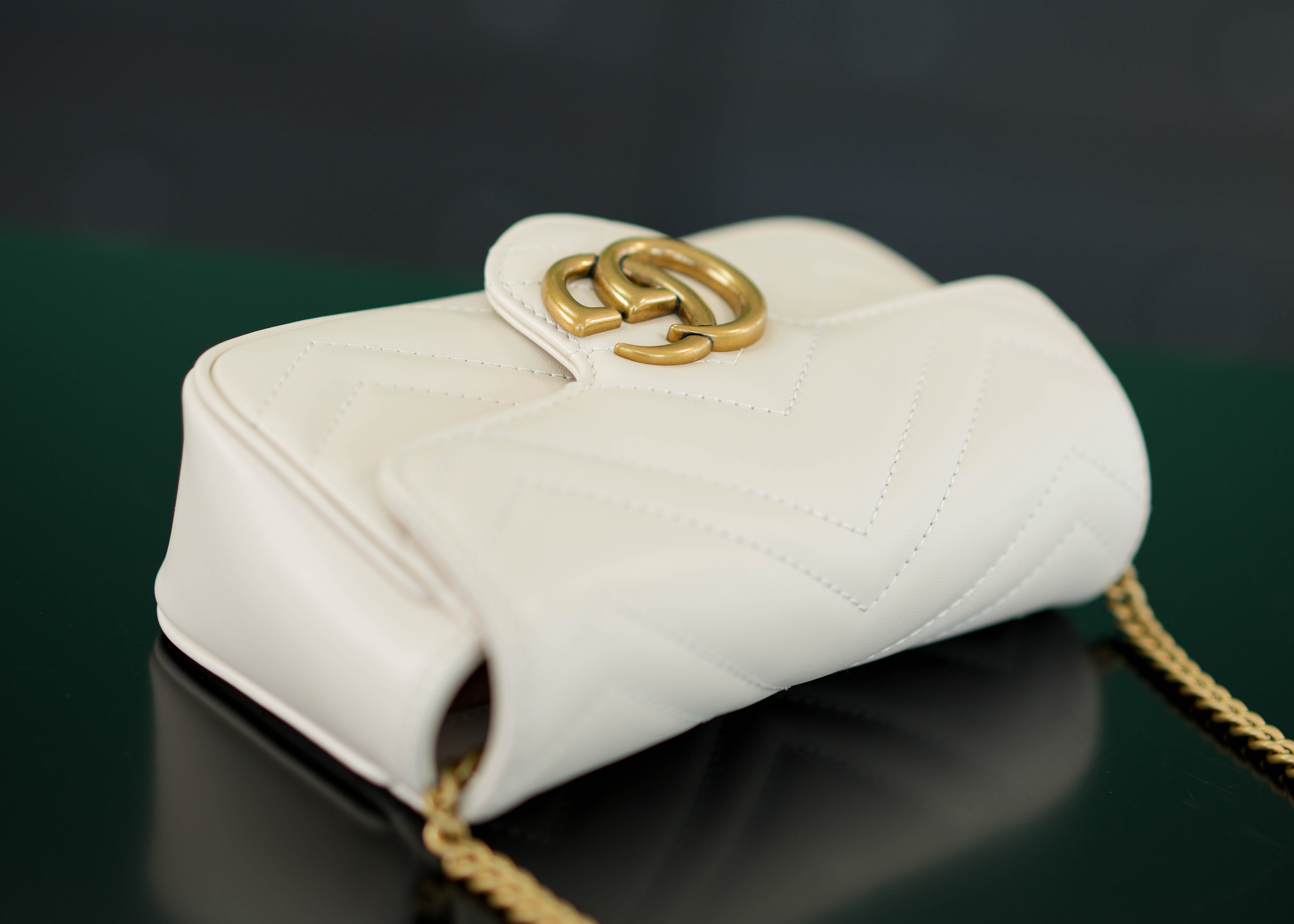 正品级Marmont系列肩背包经典款白色mini16.5cm原厂皮全铜五金正品售价108,500GG家的